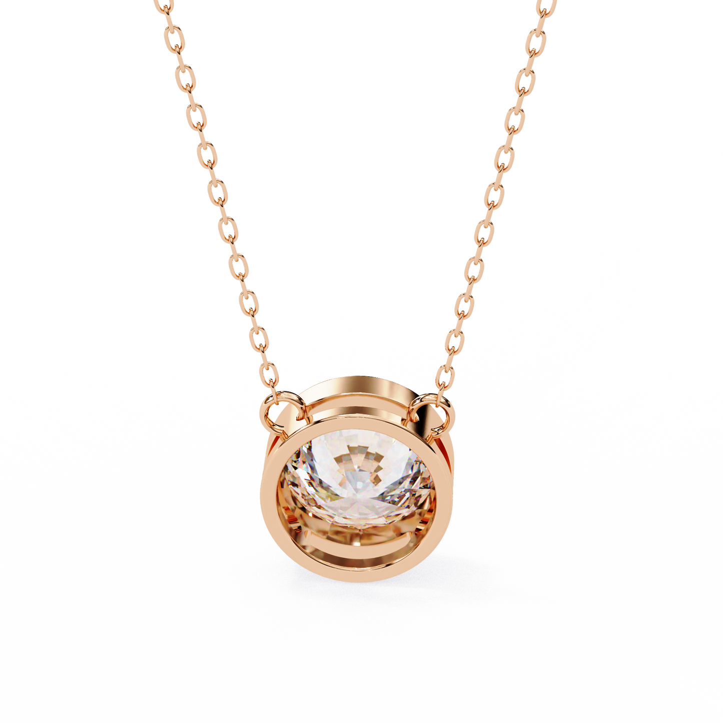 aurora bezel solitaire lab grown diamond necklace