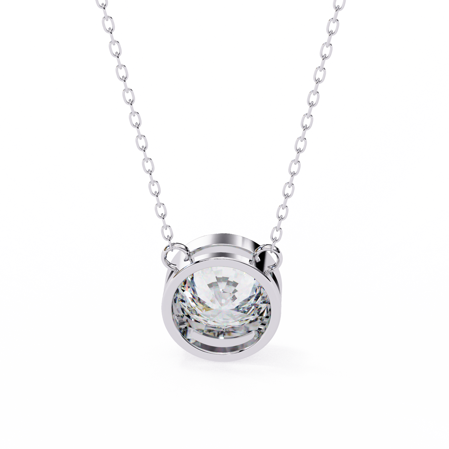 aurora bezel solitaire lab grown diamond necklace