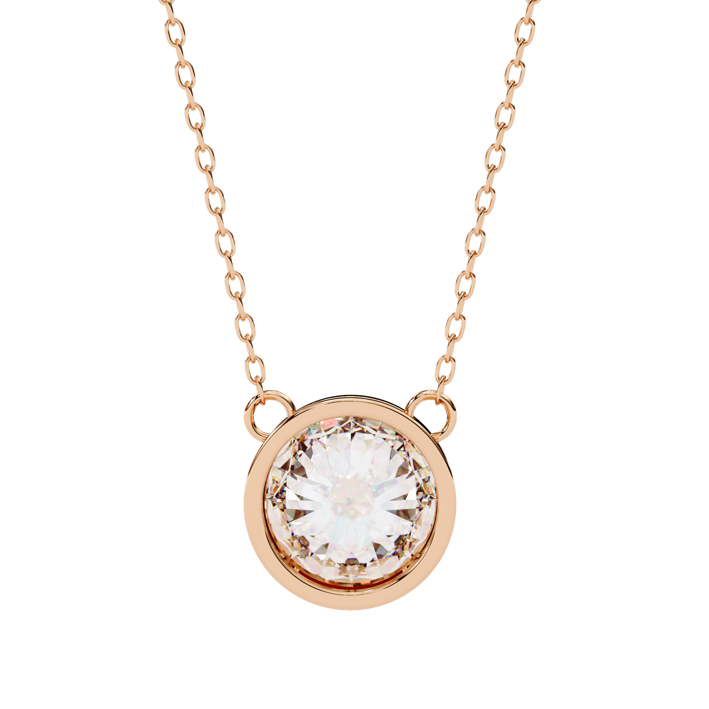 aurora bezel solitaire lab grown diamond necklace