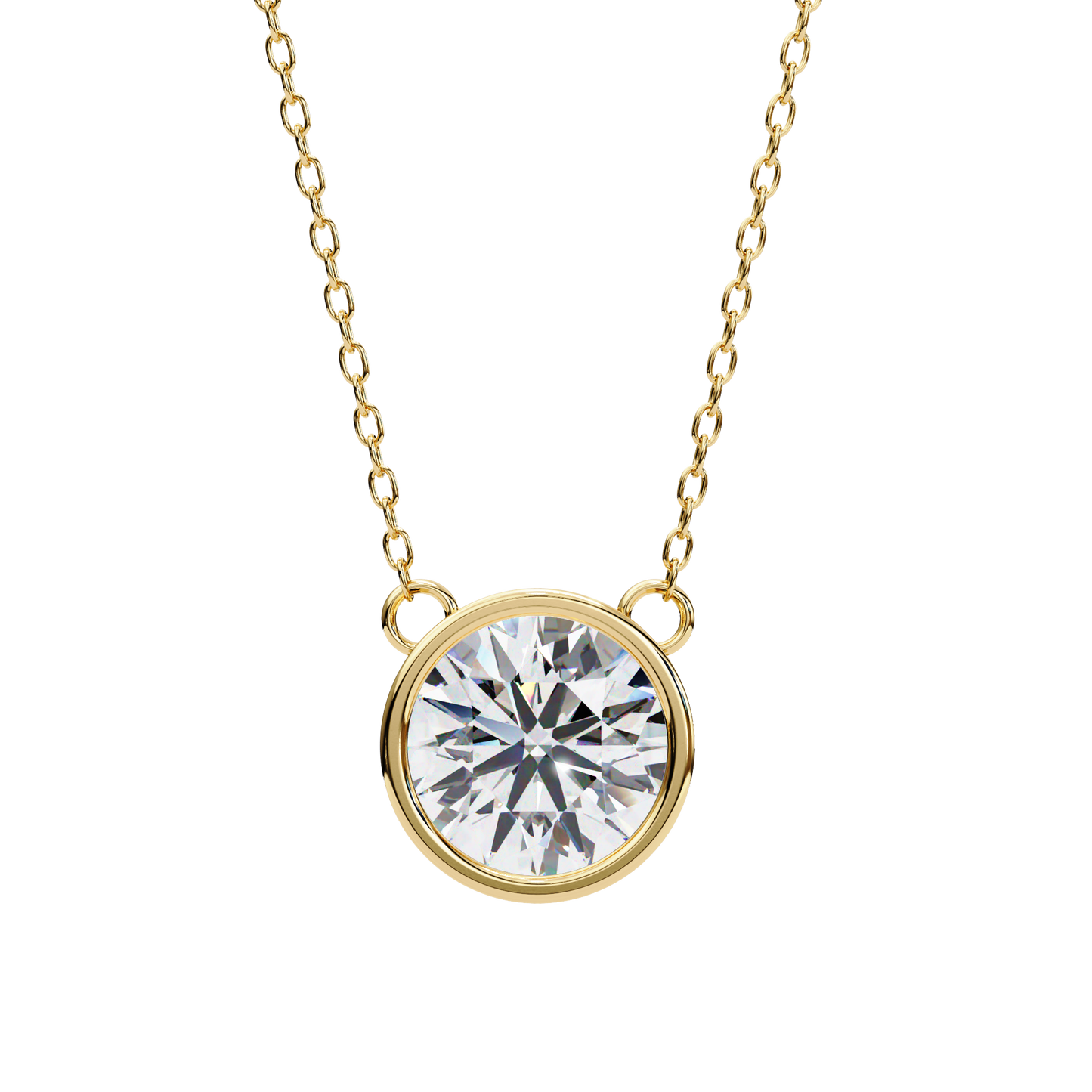 aurora bezel solitaire lab grown diamond necklace
