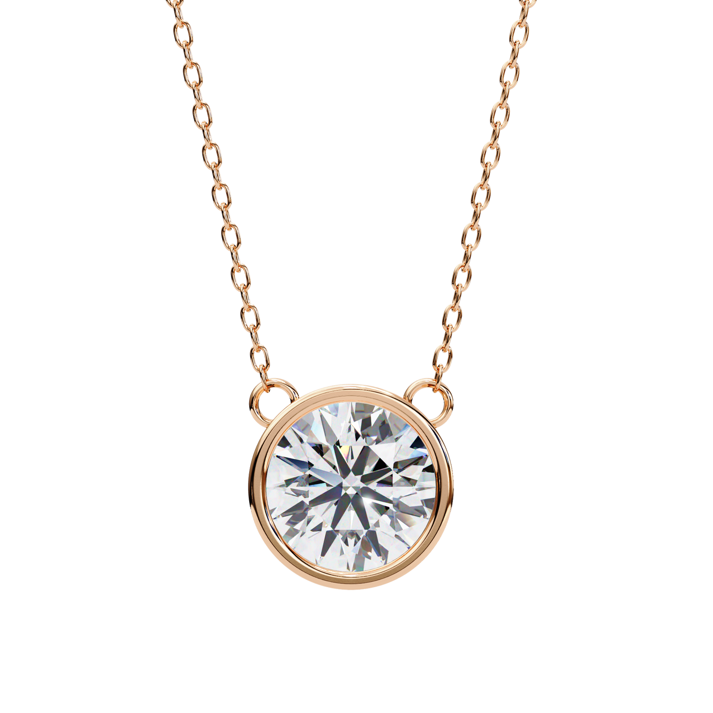 aurora bezel solitaire lab grown diamond necklace