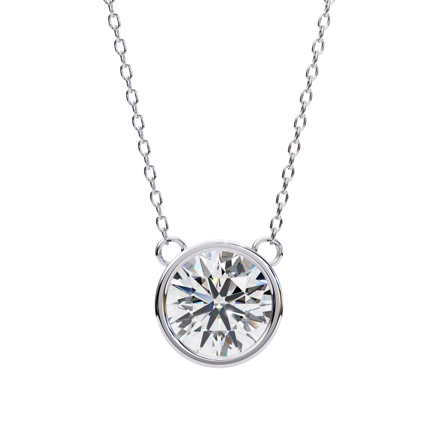 aurora bezel solitaire lab grown diamond necklace
