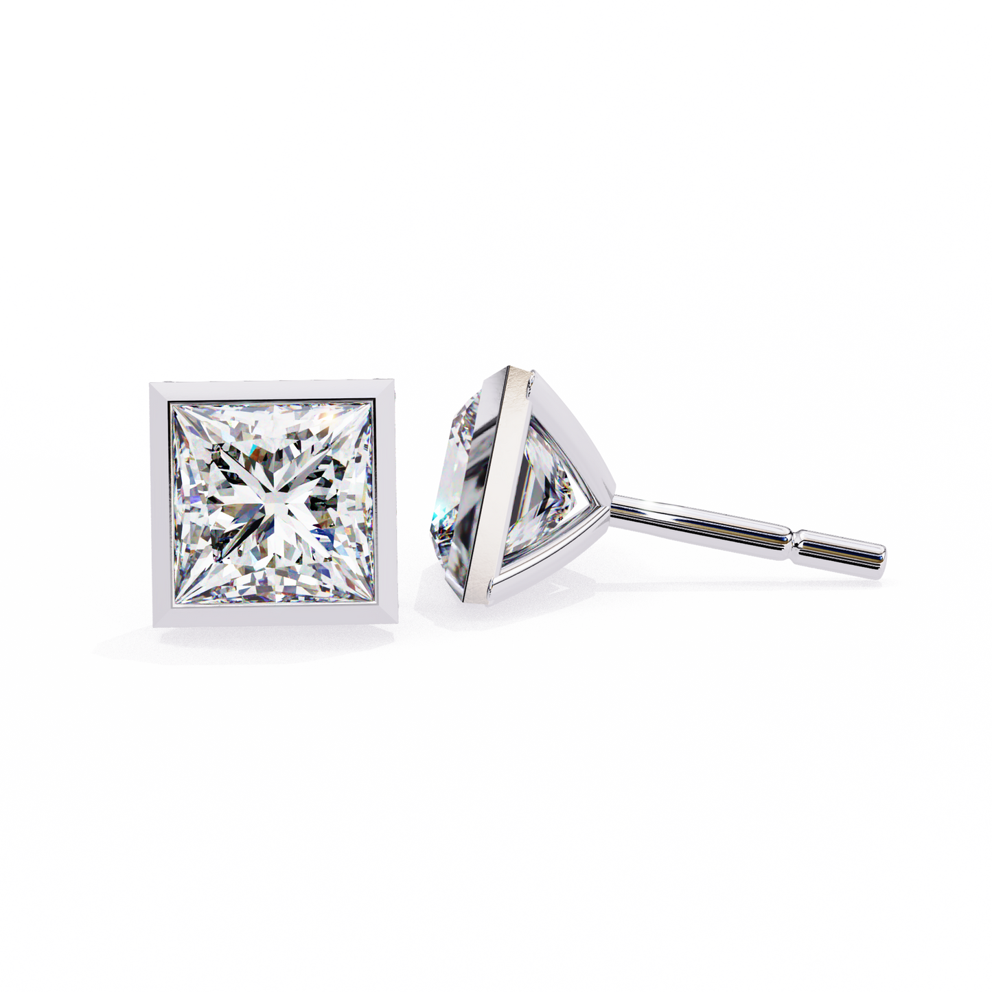 regency princess bezel lab grown diamond studs