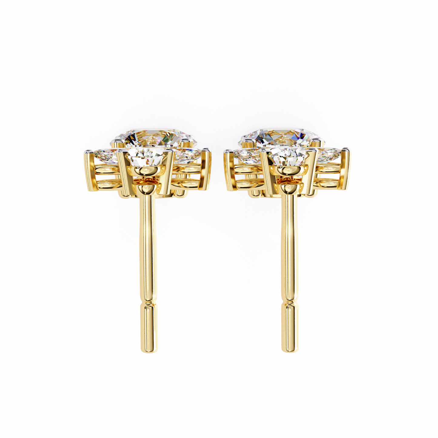 petal dew drop lab grown diamond studs