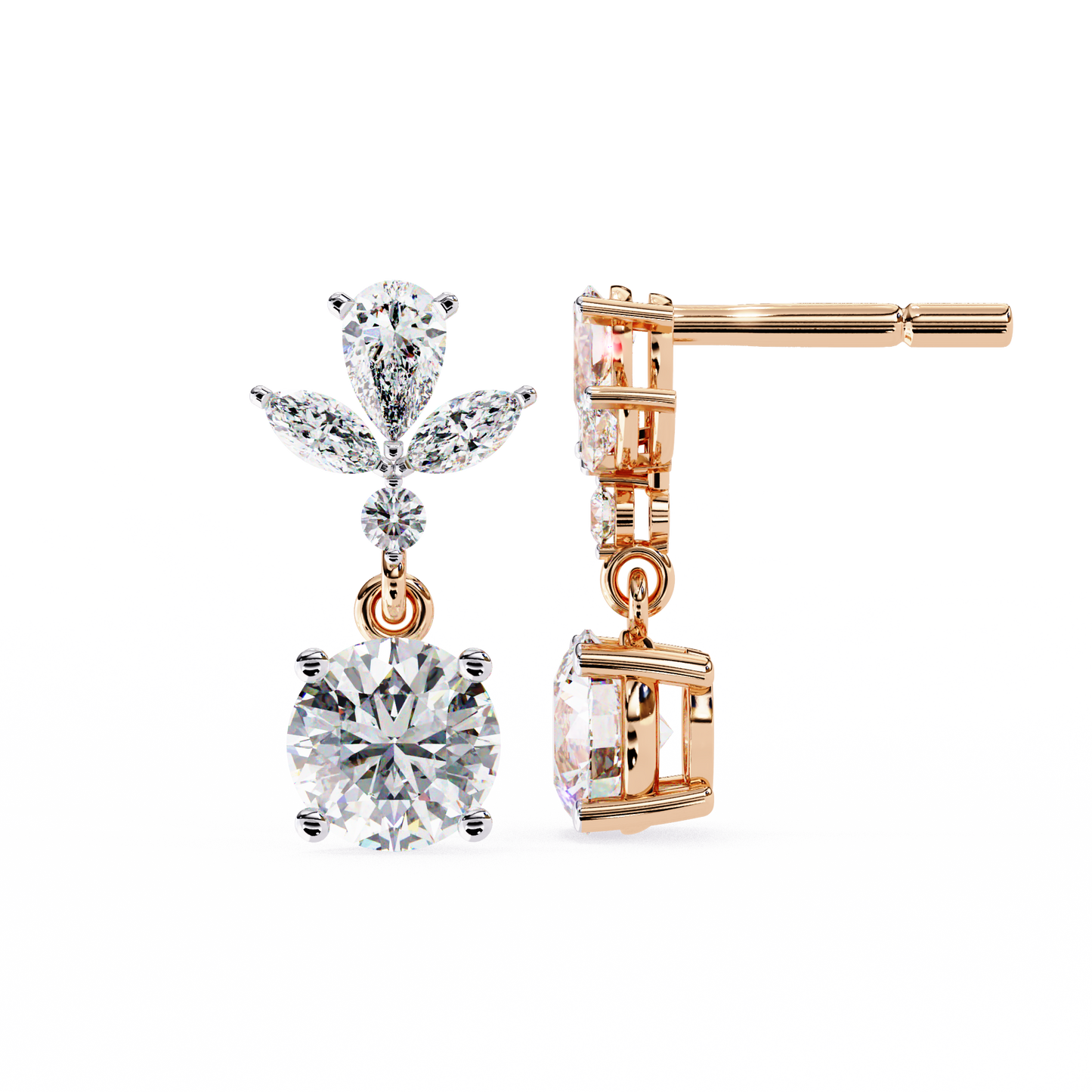 petal dew drop lab grown diamond studs