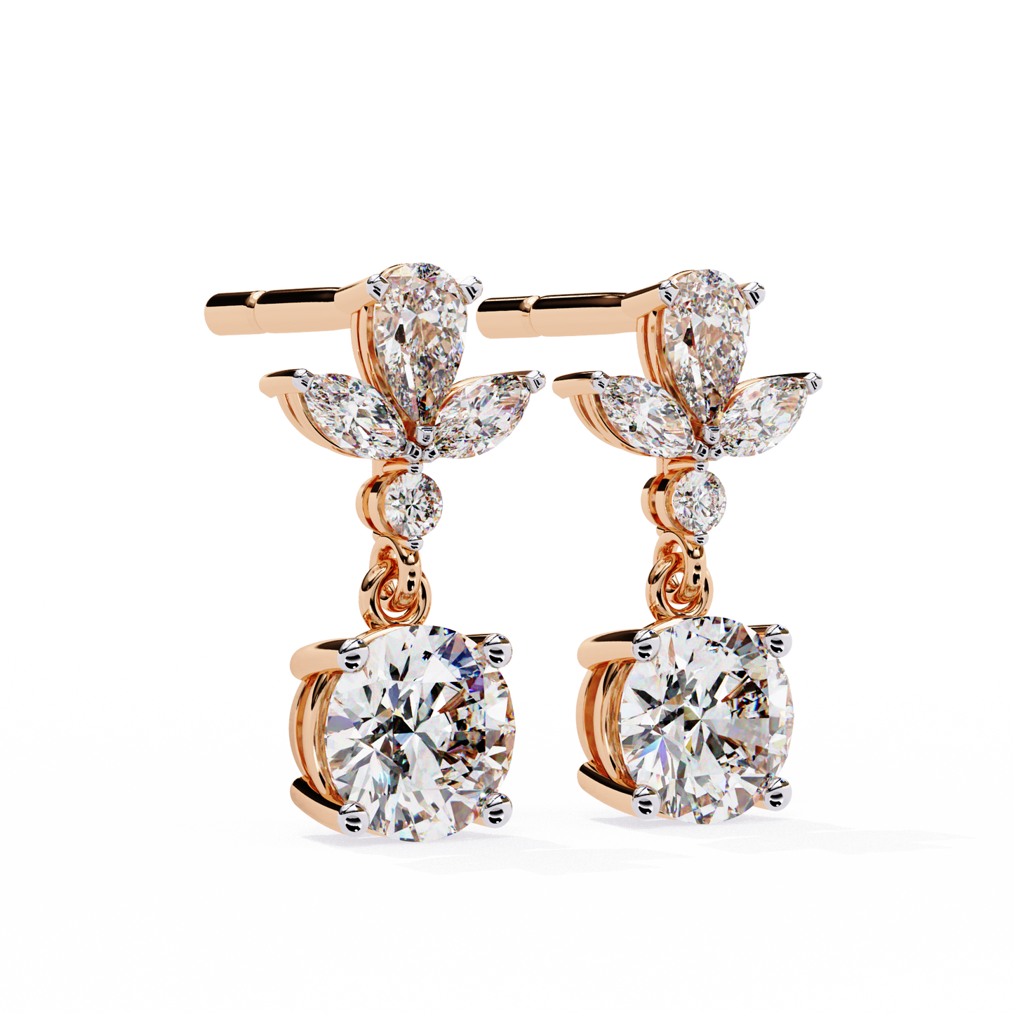petal dew drop lab grown diamond studs