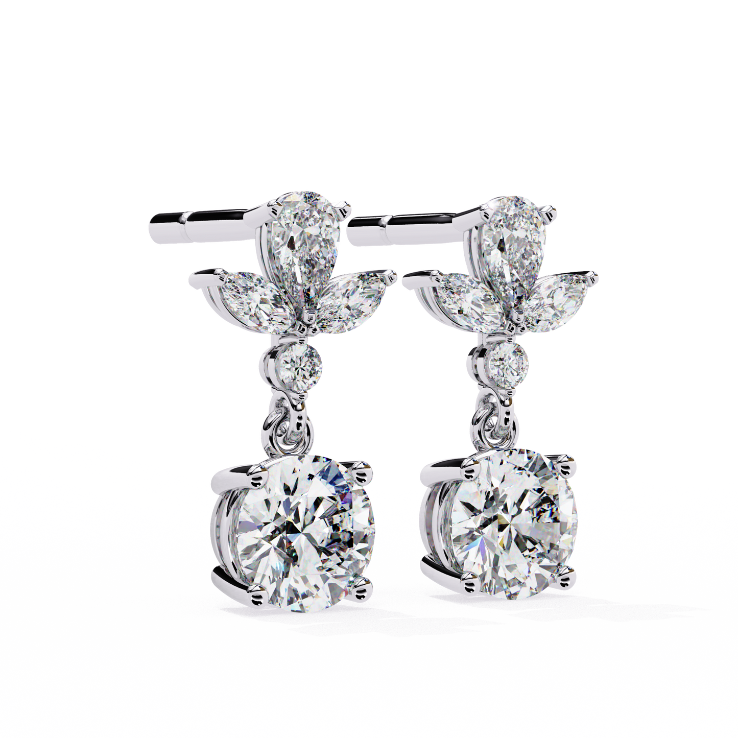 petal dew drop lab grown diamond studs