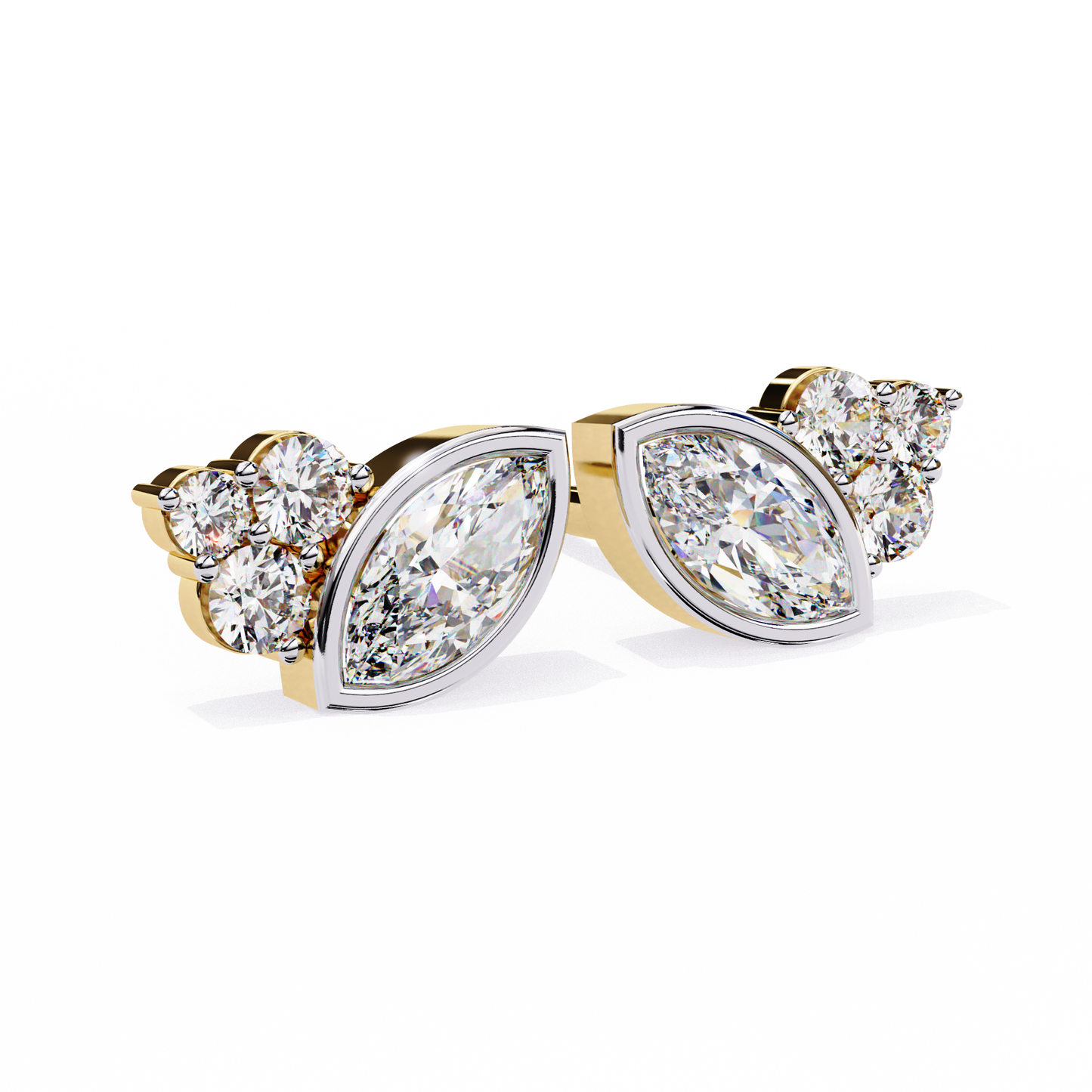 bliss marquise & pear bezel lab grown diamond studs