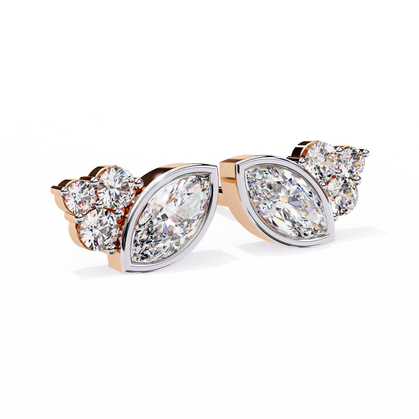 bliss marquise & pear bezel lab grown diamond studs