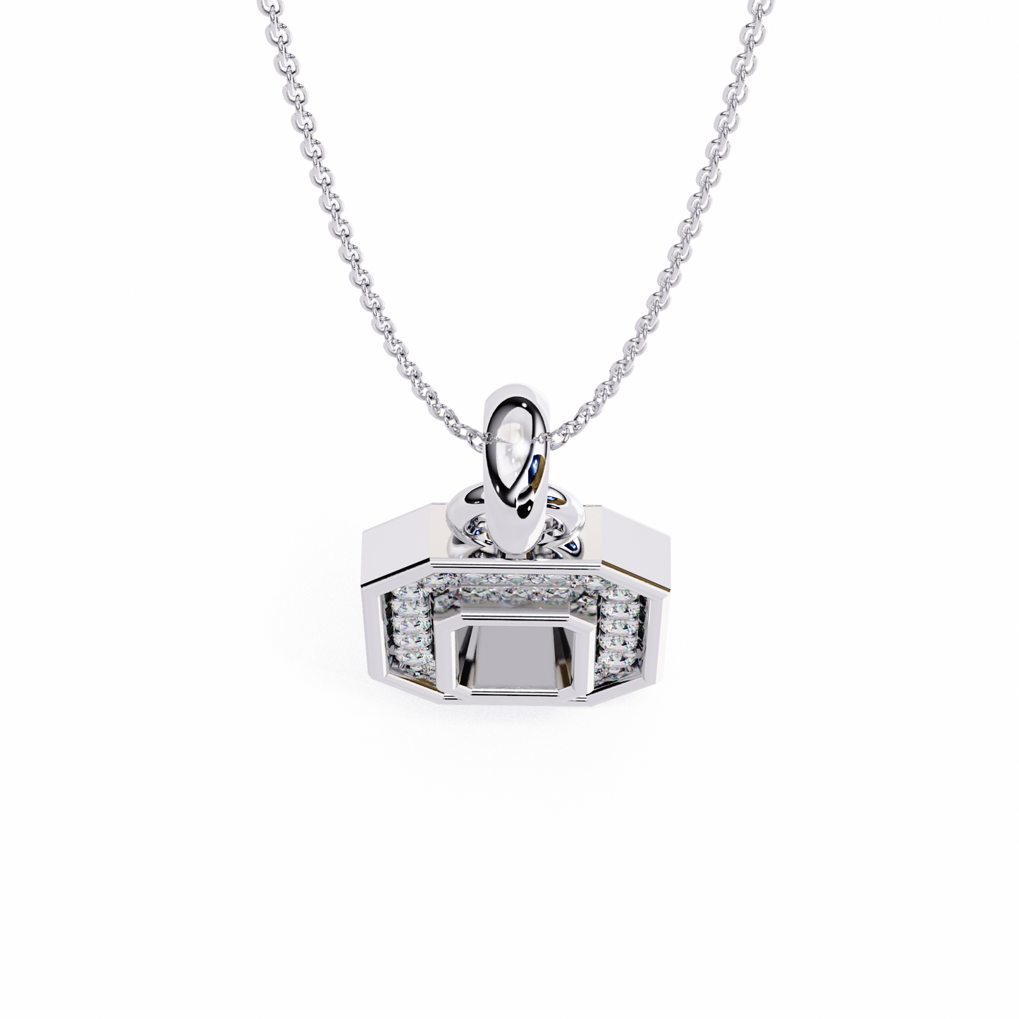 geo halo lab grown diamond pendant