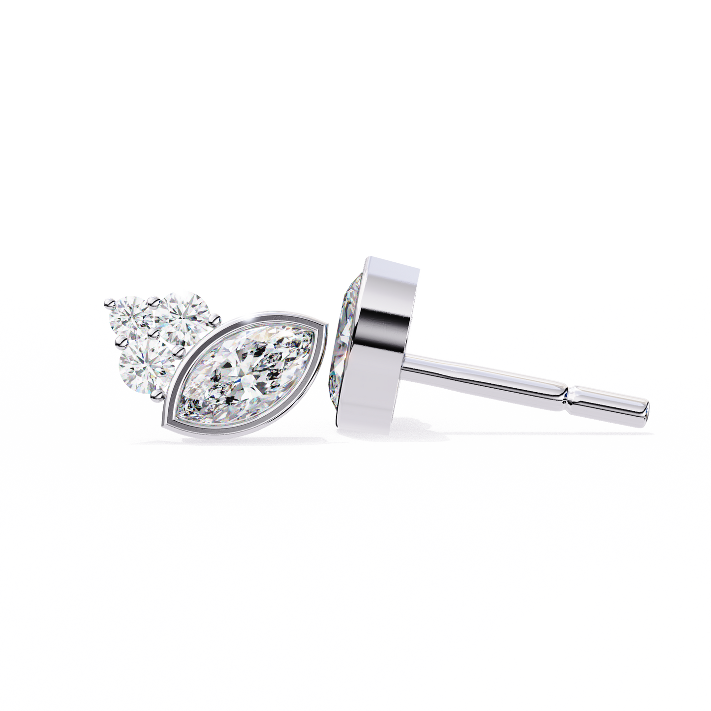 bliss marquise & pear bezel lab grown diamond studs