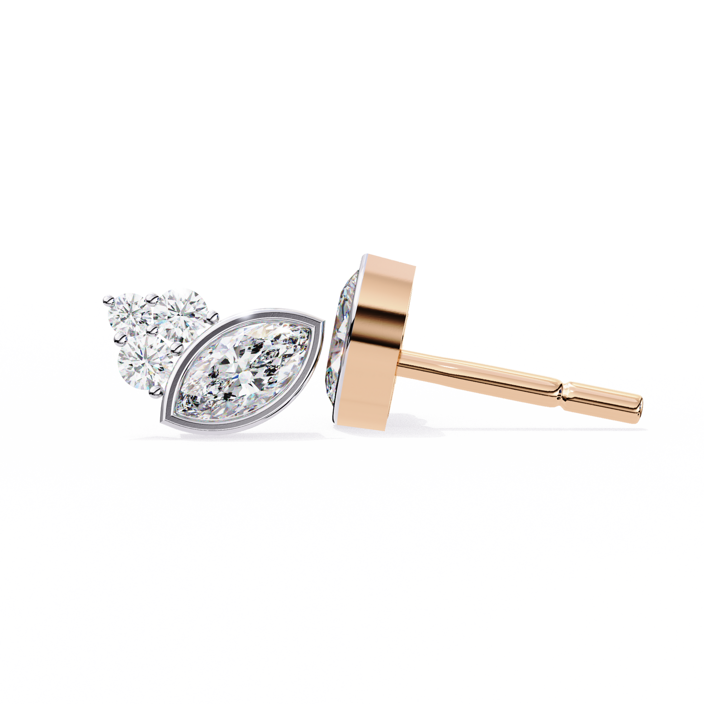 bliss marquise & pear bezel lab grown diamond studs