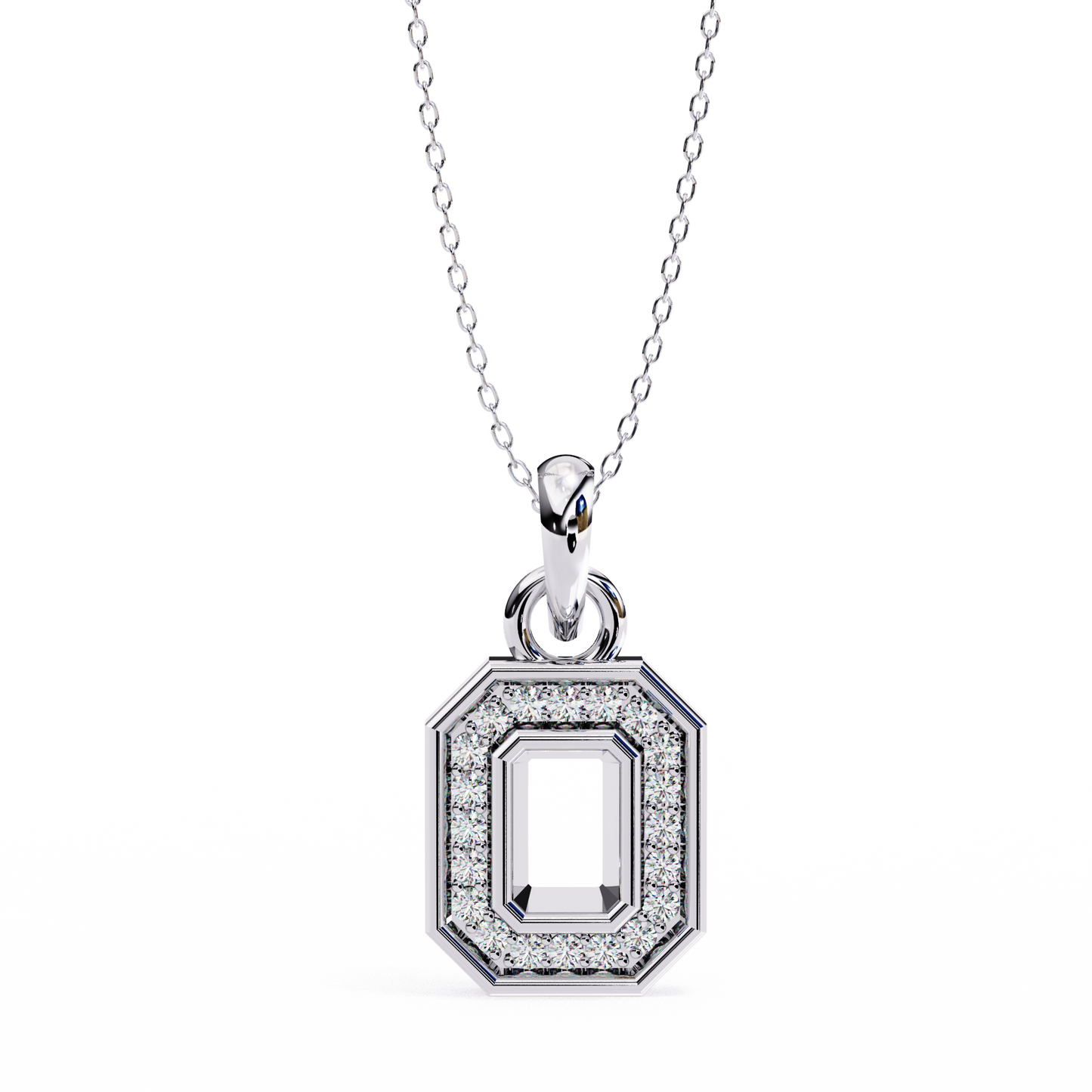 geo halo lab grown diamond pendant