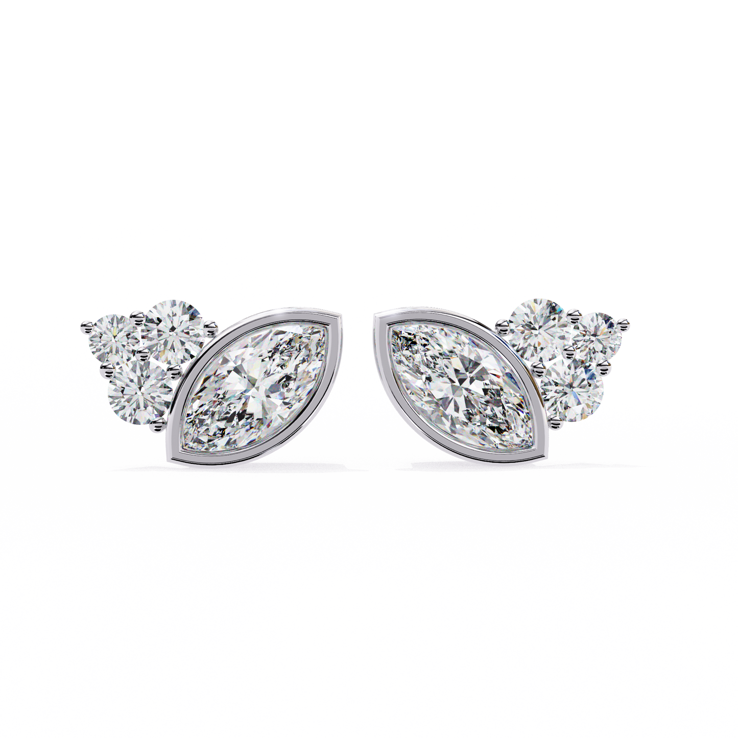 bliss marquise & pear bezel lab grown diamond studs