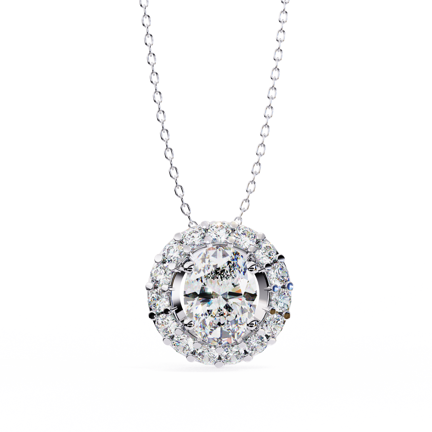 opaline halo oval lab grown diamond pendant