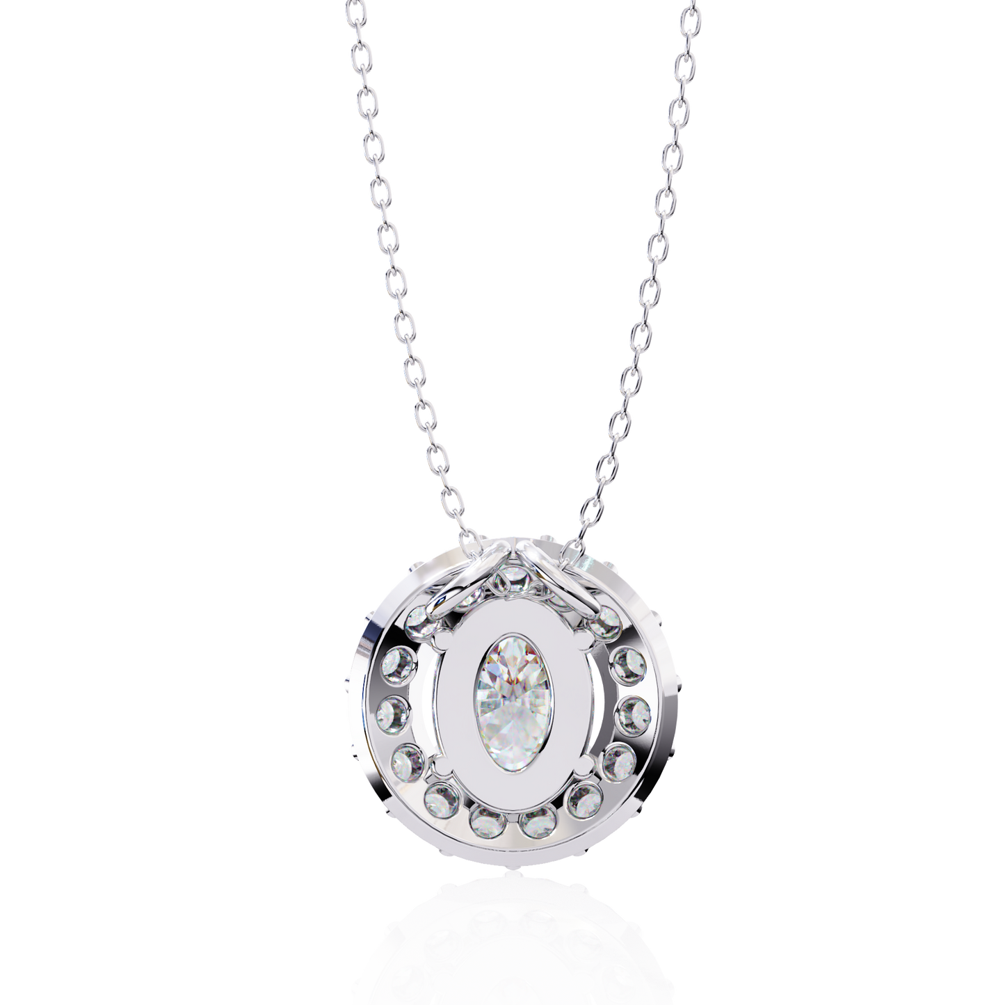 opaline halo oval lab grown diamond pendant