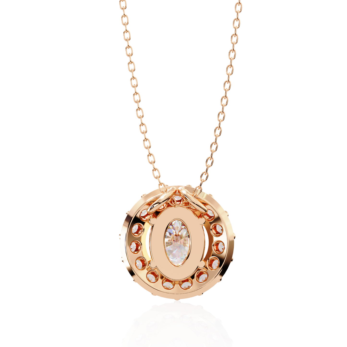 opaline halo oval lab grown diamond pendant
