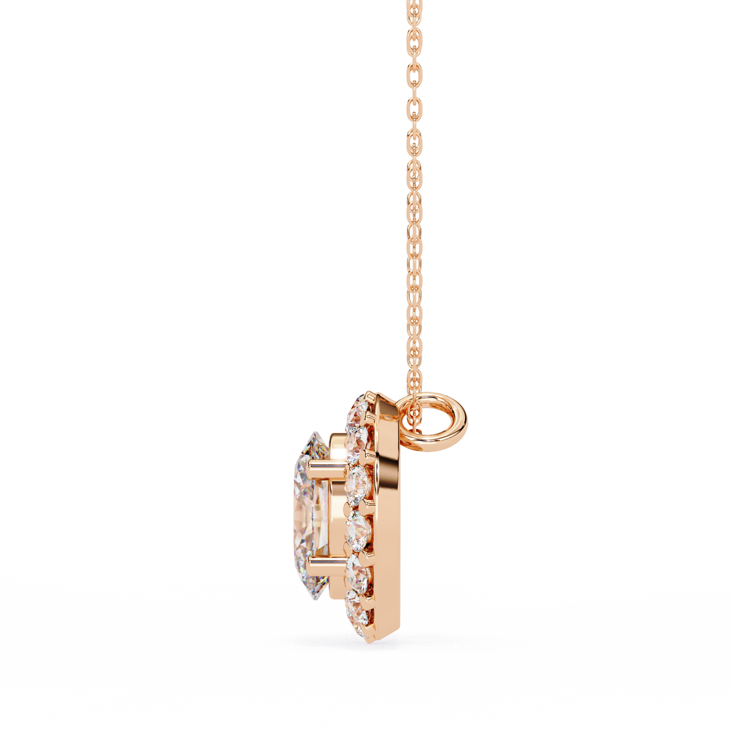 opaline halo oval lab grown diamond pendant