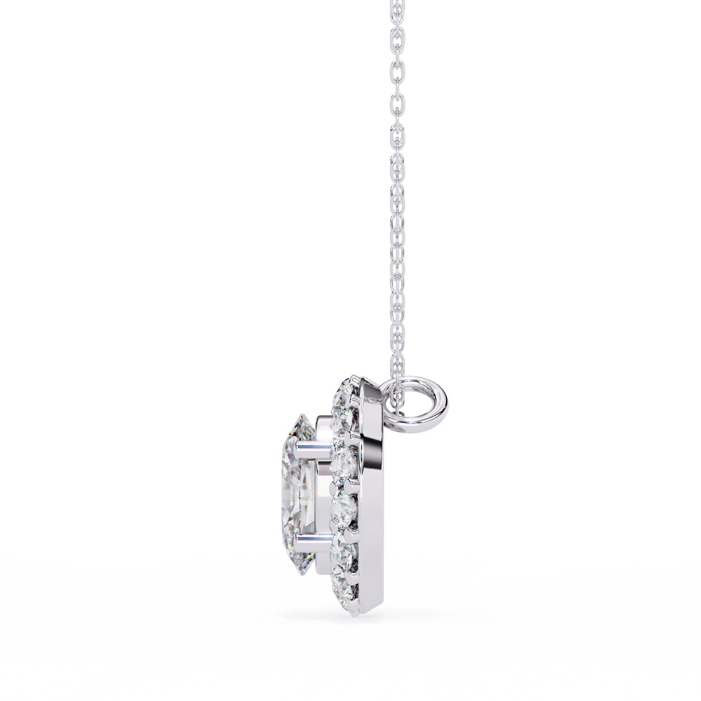 opaline halo oval lab grown diamond pendant