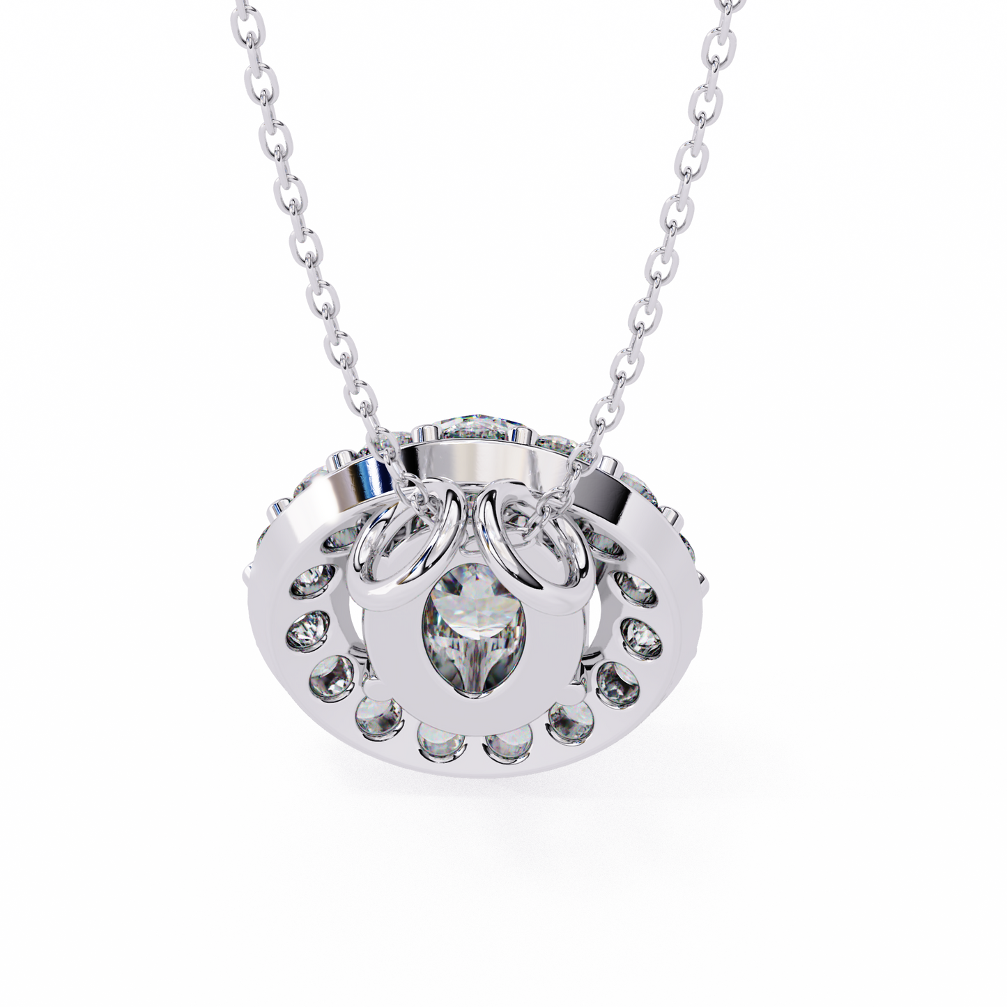 opaline halo oval lab grown diamond pendant