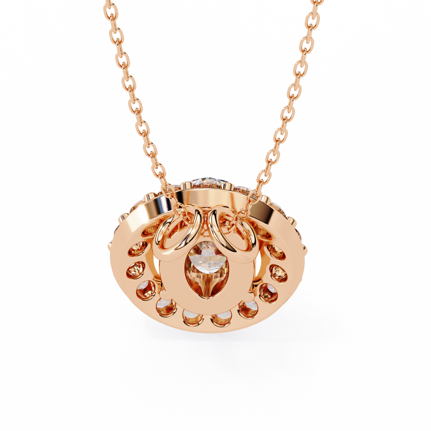 opaline halo oval lab grown diamond pendant