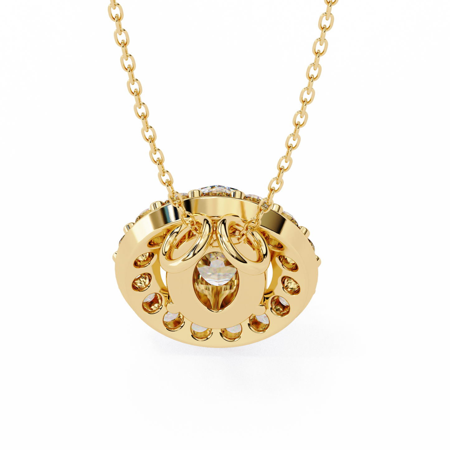opaline halo oval lab grown diamond pendant