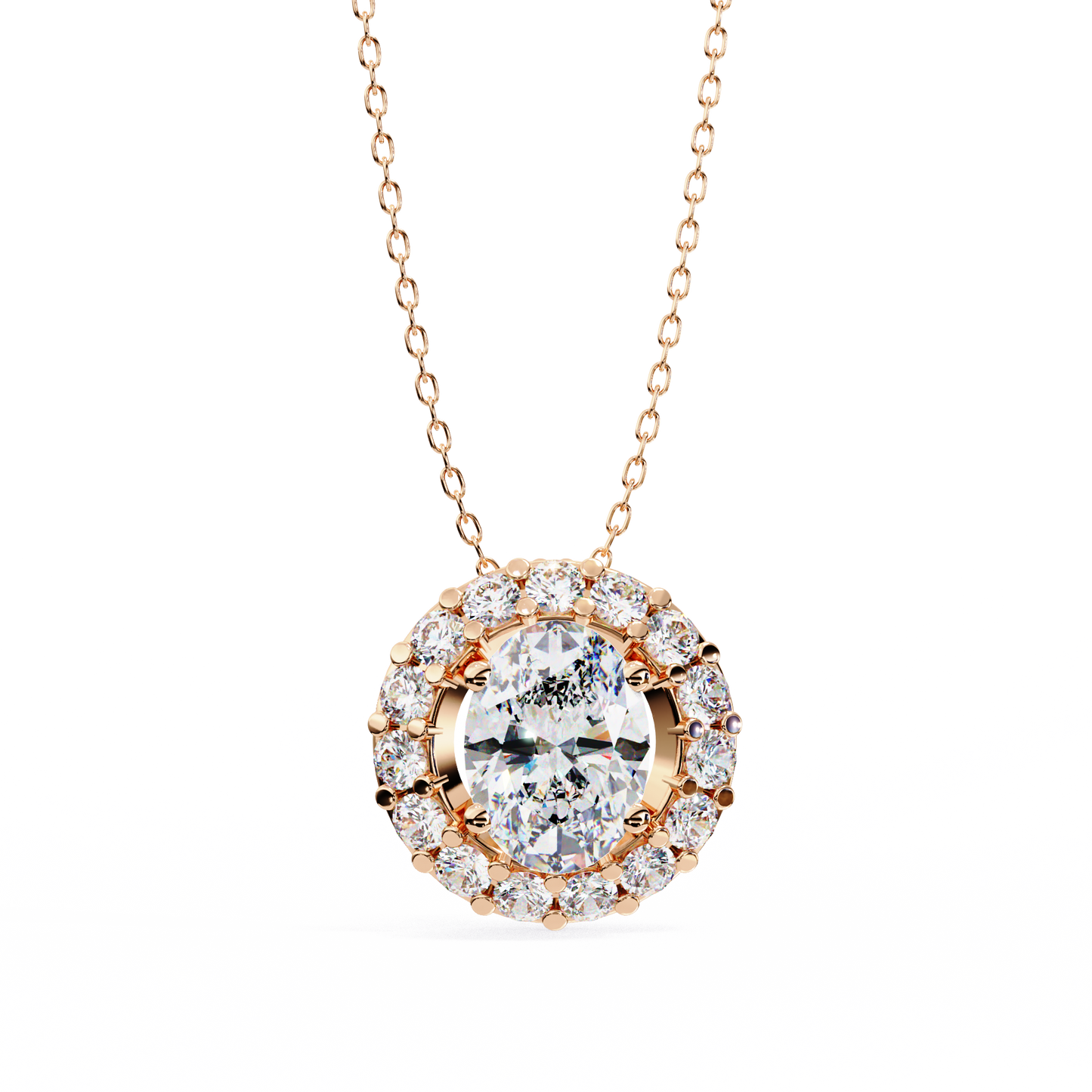 opaline halo oval lab grown diamond pendant