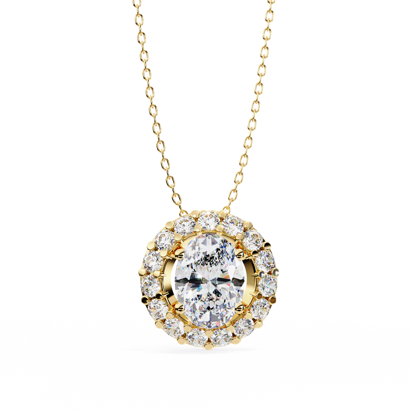 opaline halo oval lab grown diamond pendant