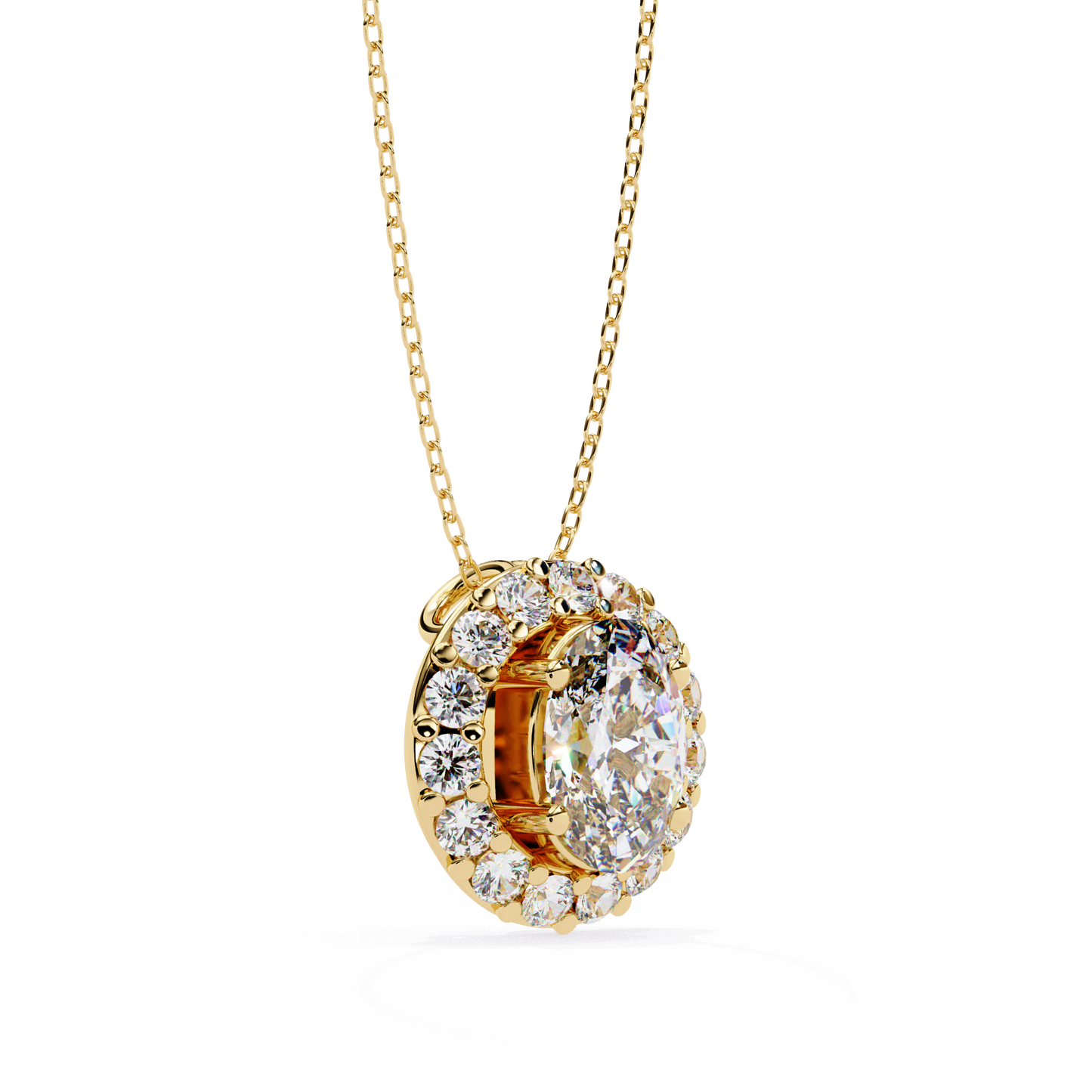 opaline halo oval lab grown diamond pendant