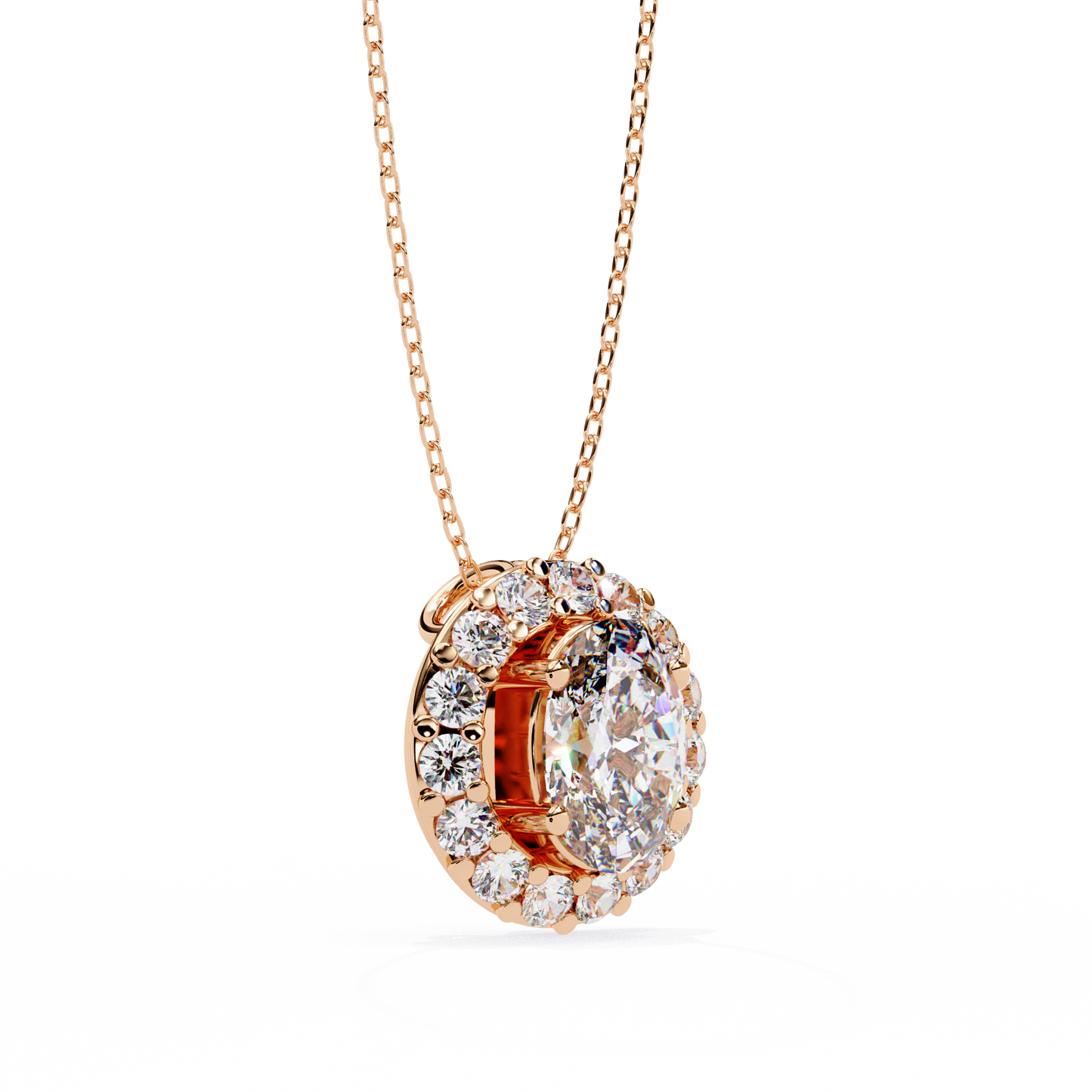 opaline halo oval lab grown diamond pendant