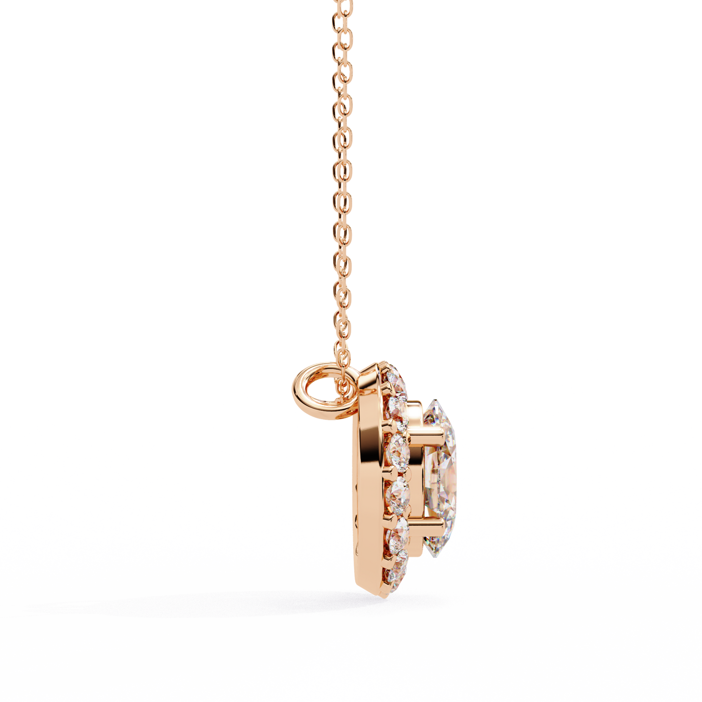 opaline halo oval lab grown diamond pendant