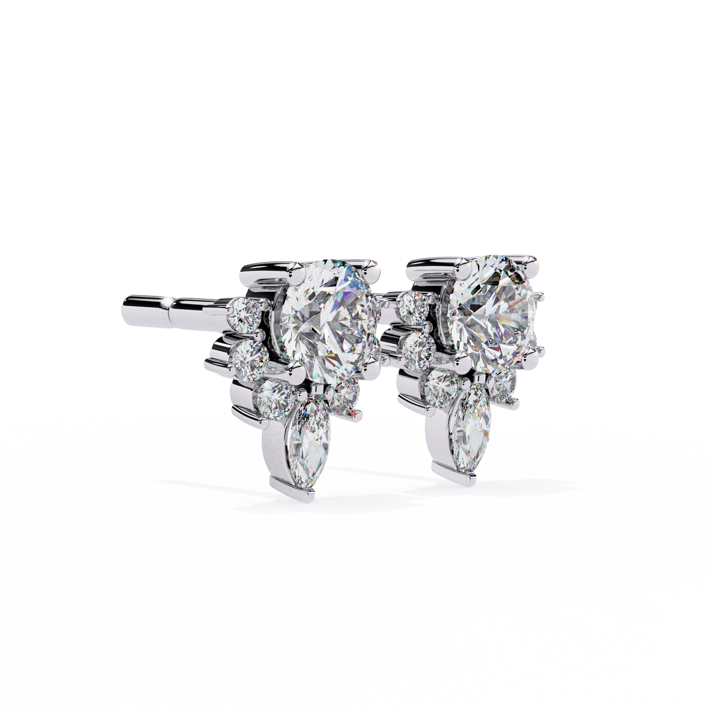 gala art deco marquise cluster lab grown diamond studs