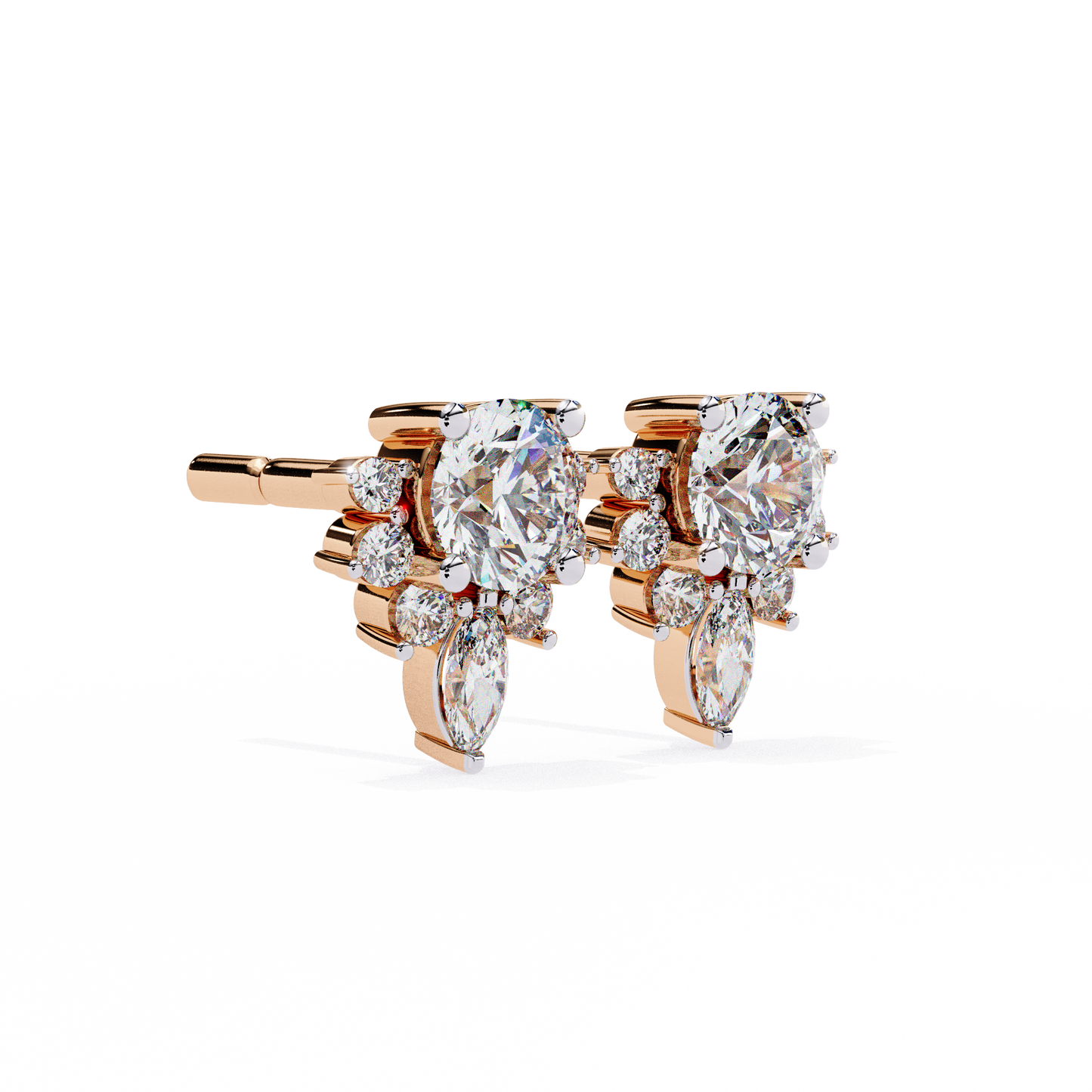 gala art deco marquise cluster lab grown diamond studs