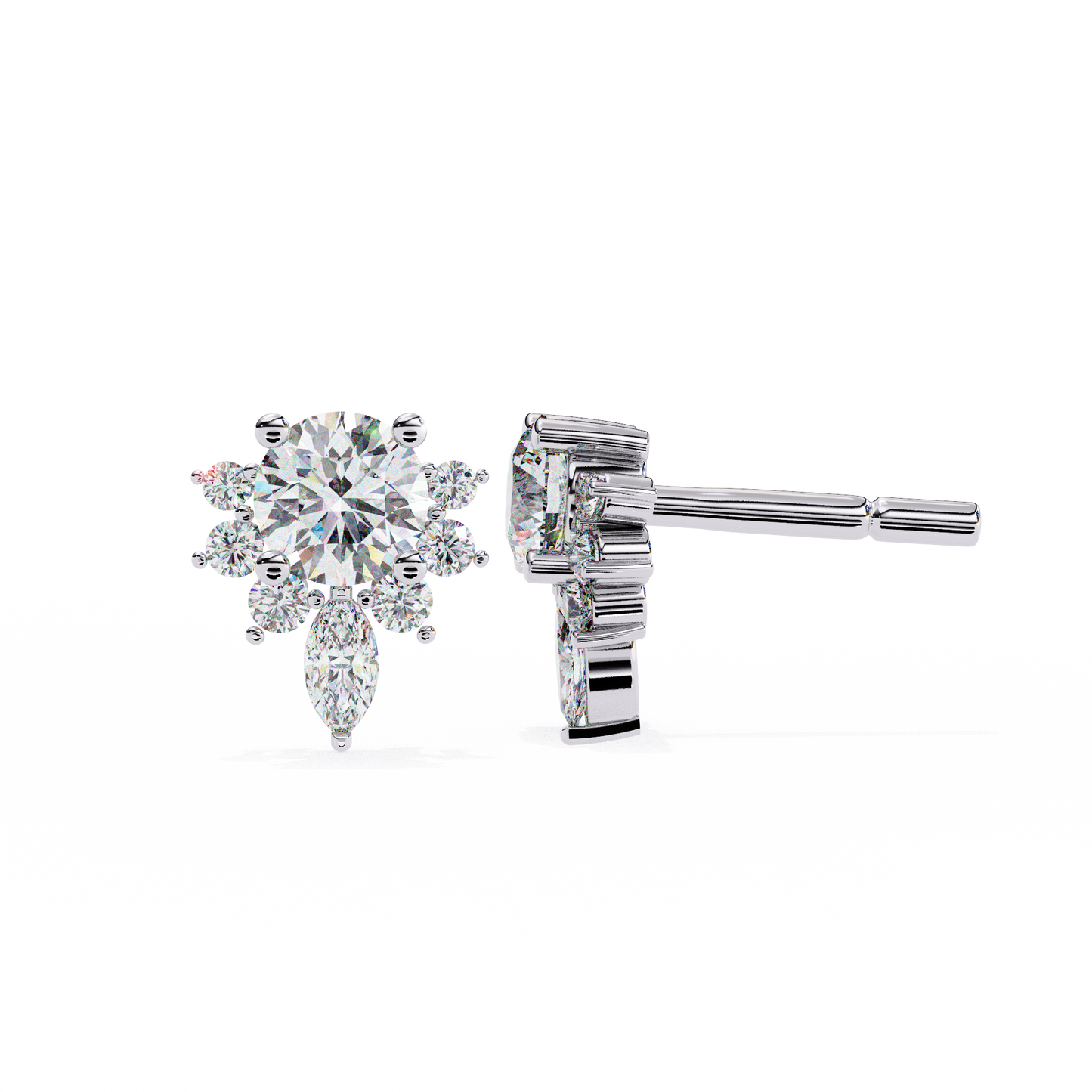 gala art deco marquise cluster lab grown diamond studs