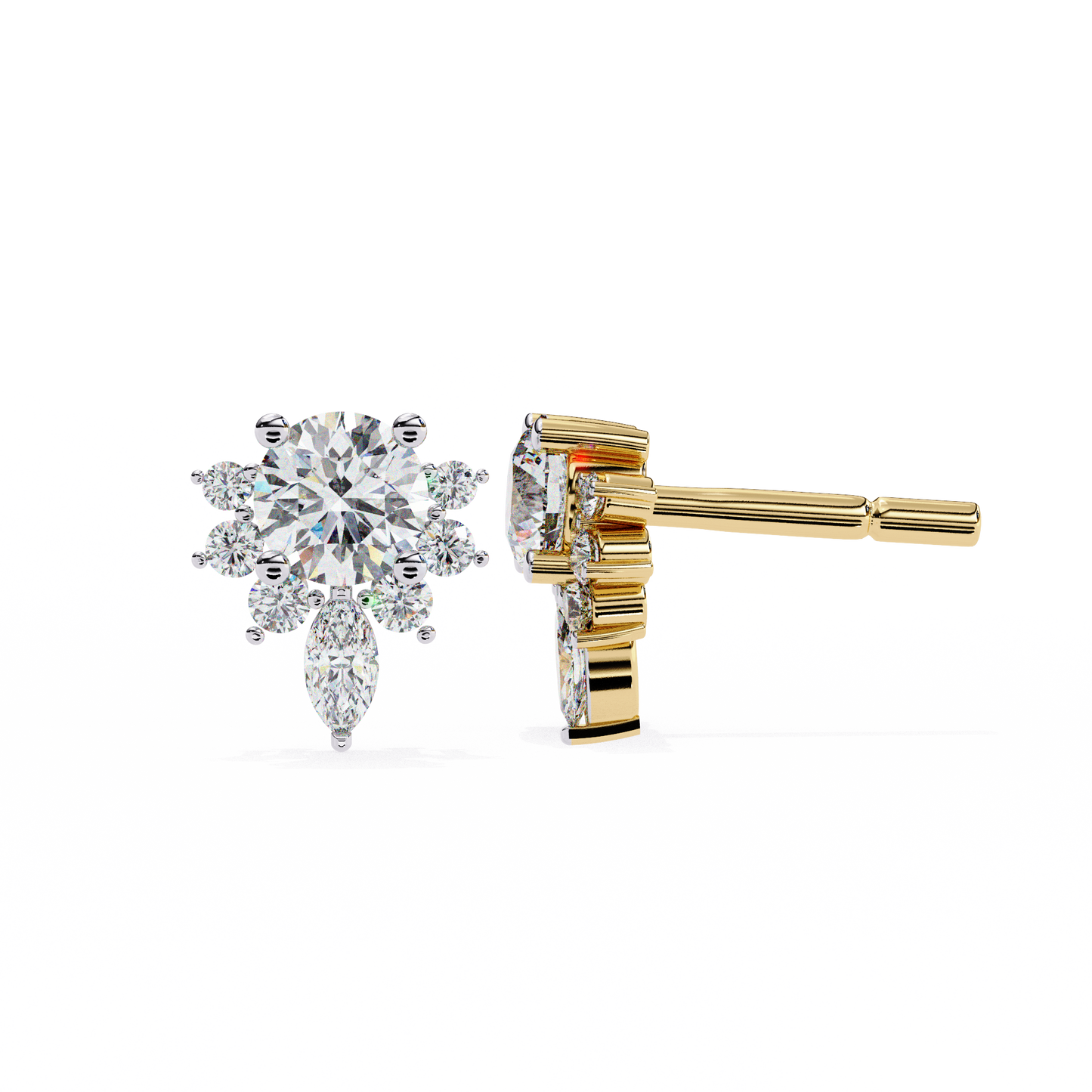 gala art deco marquise cluster lab grown diamond studs