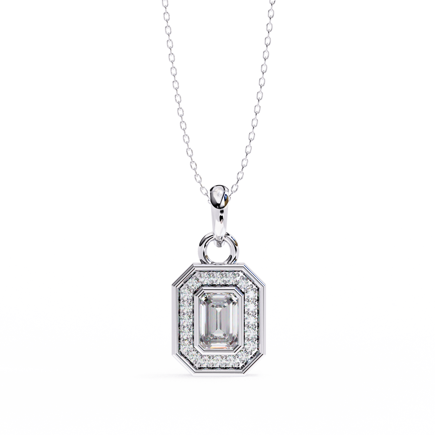imperia double halo lab grown diamond pendant