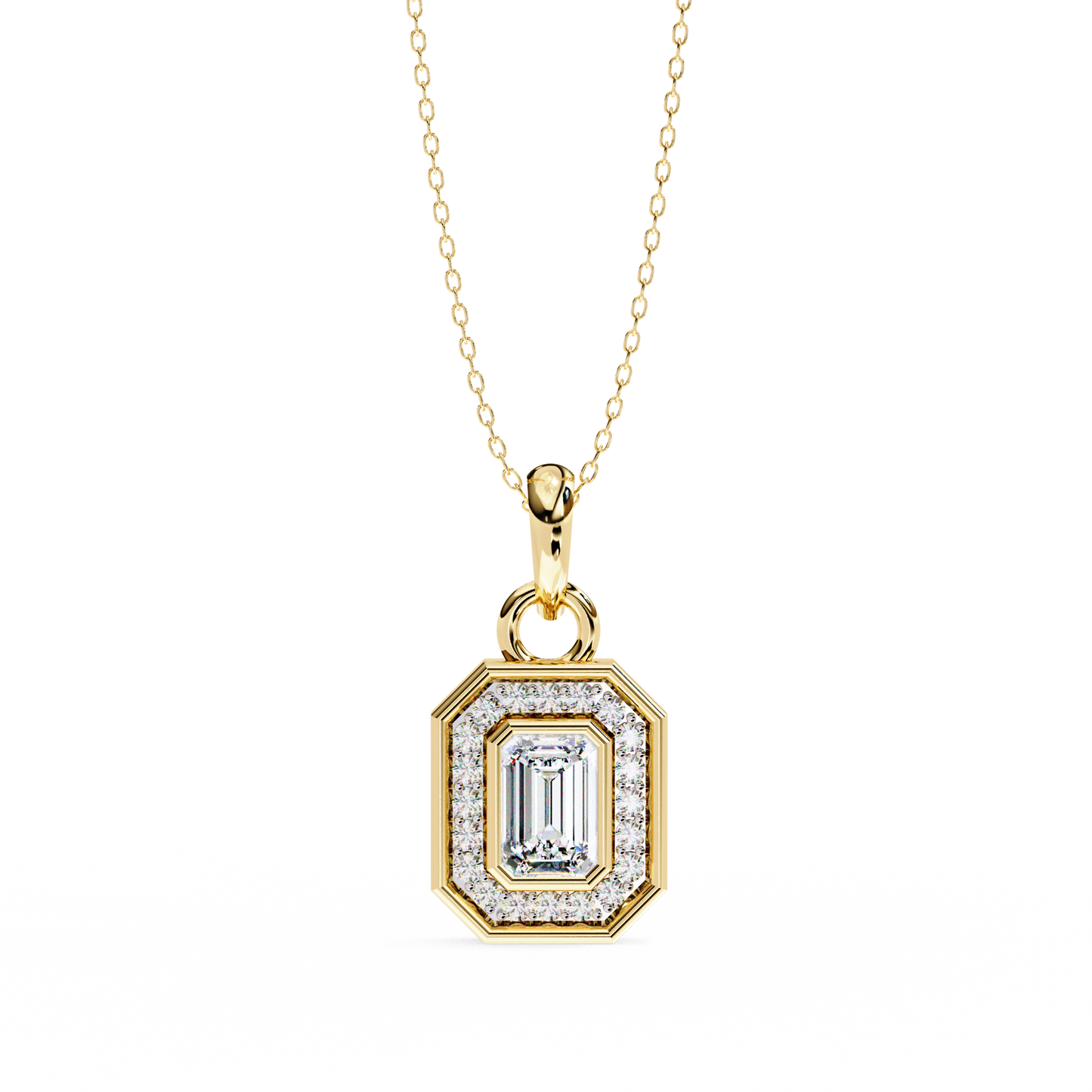 imperia double halo lab grown diamond pendant