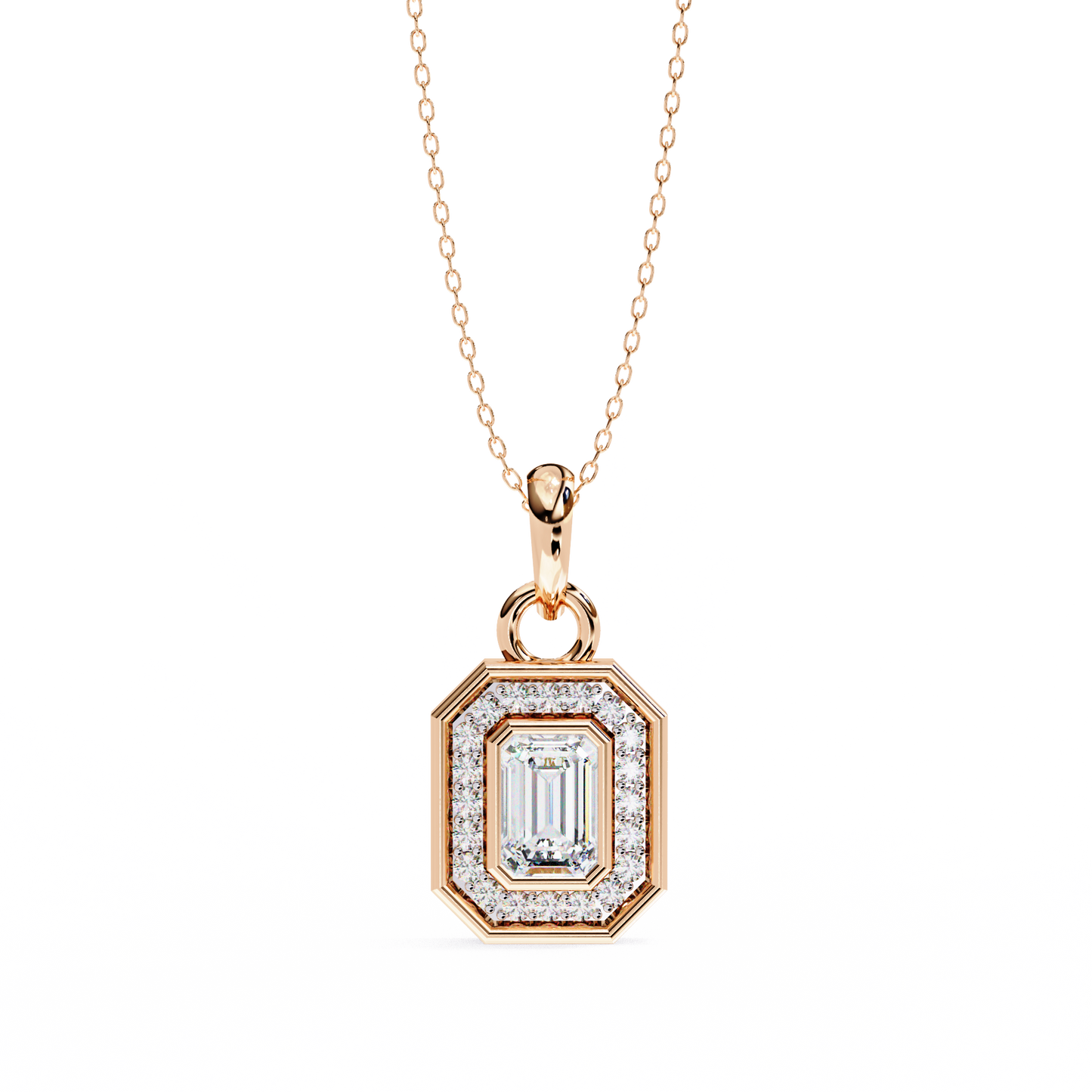 imperia double halo lab grown diamond pendant