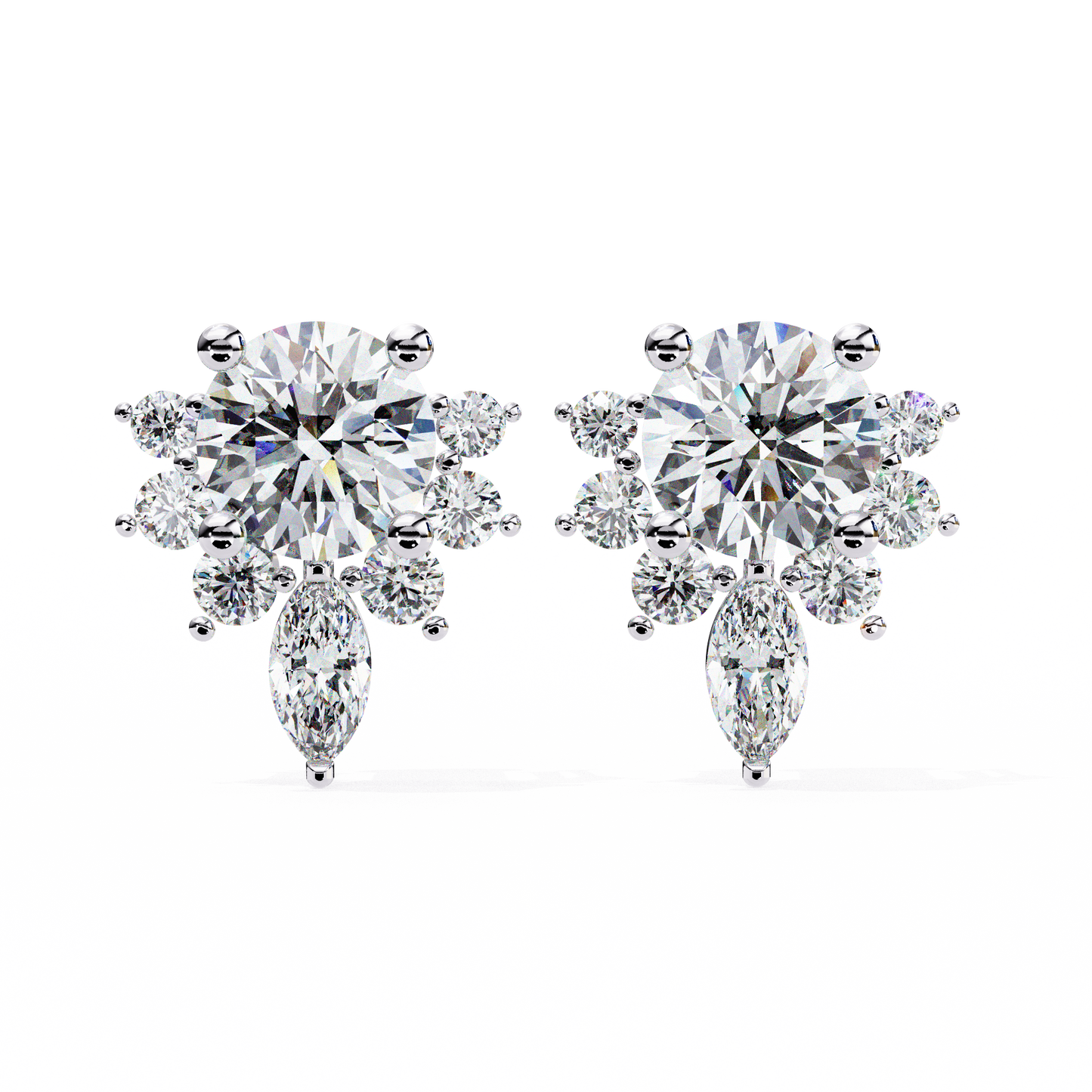 gala art deco marquise cluster lab grown diamond studs