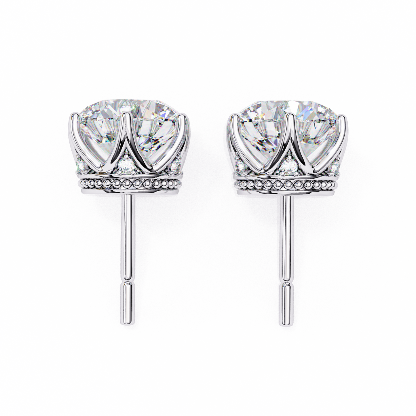 crown classic round lab grown diamond earrings