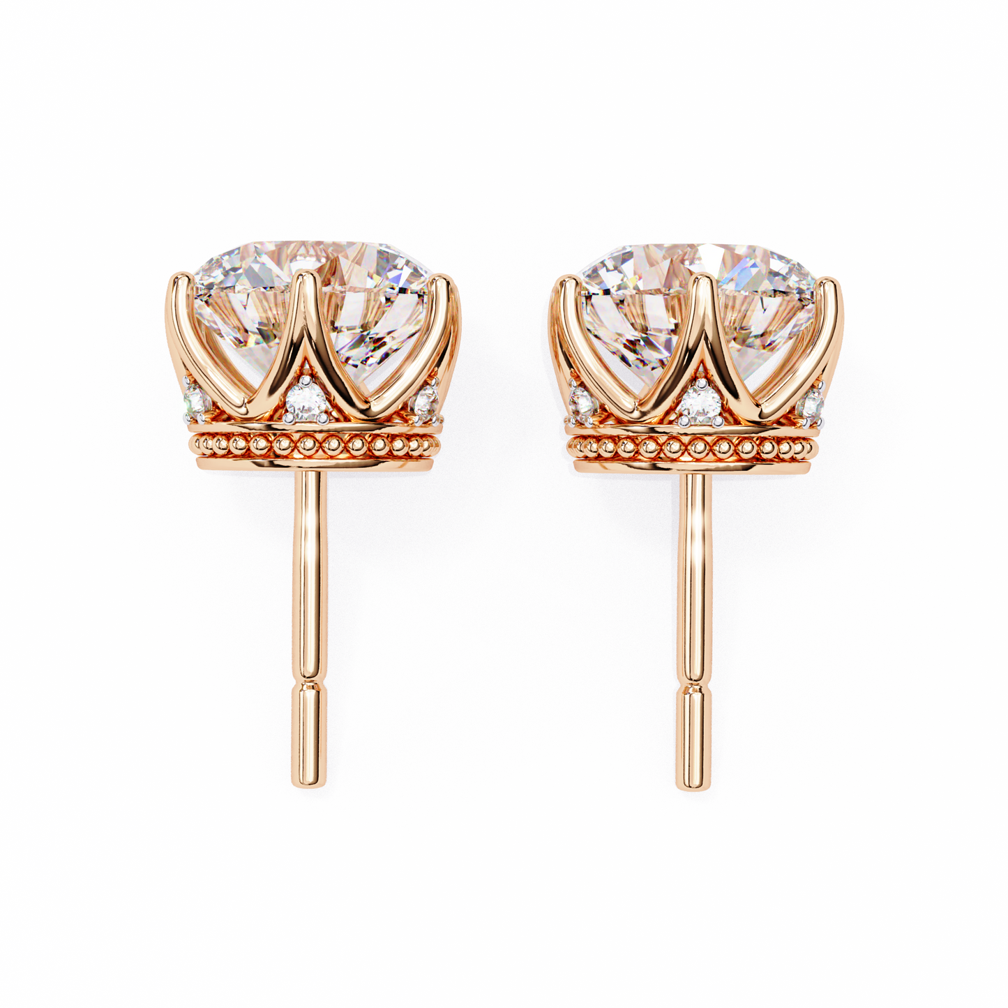 crown classic round lab grown diamond earrings