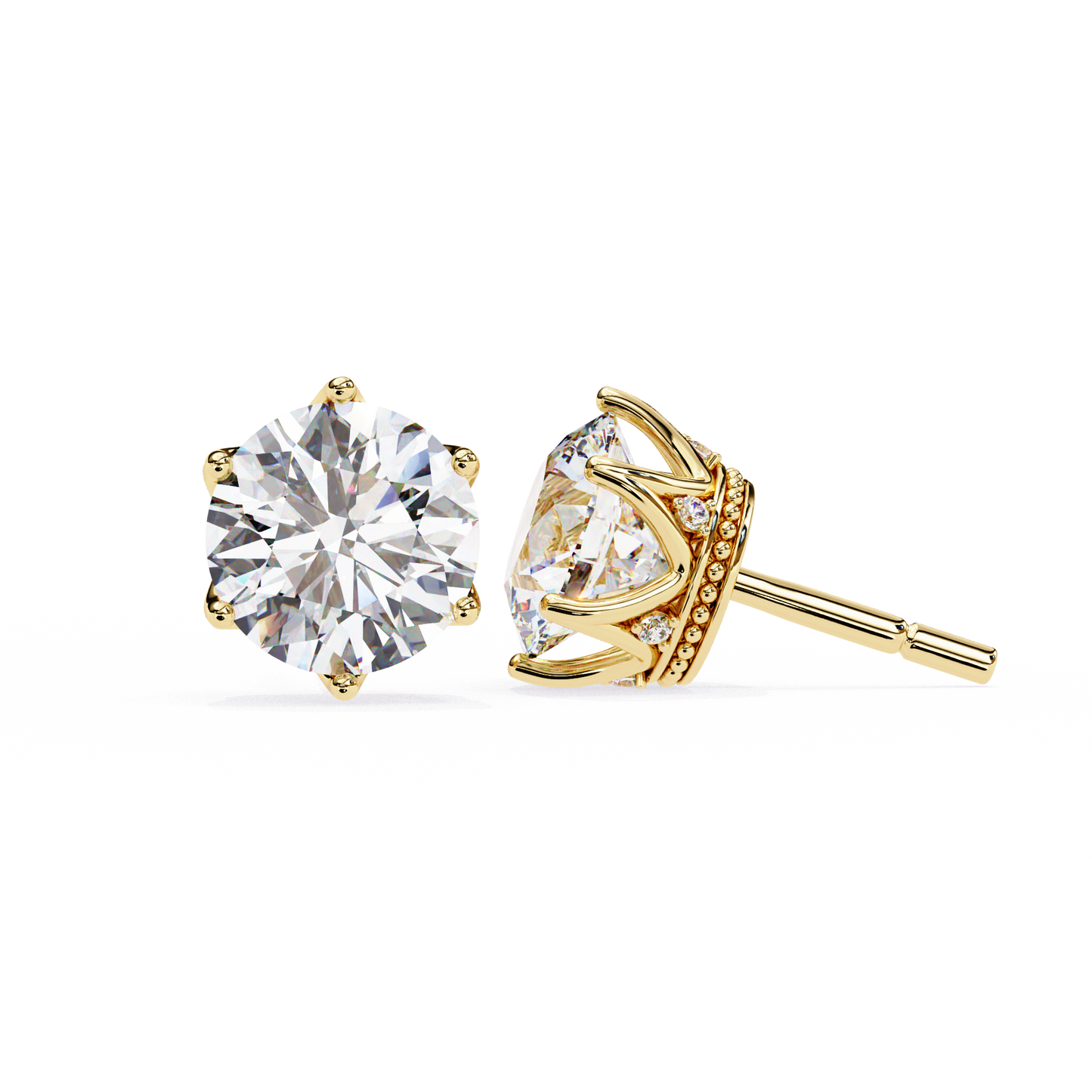 crown classic round lab grown diamond earrings