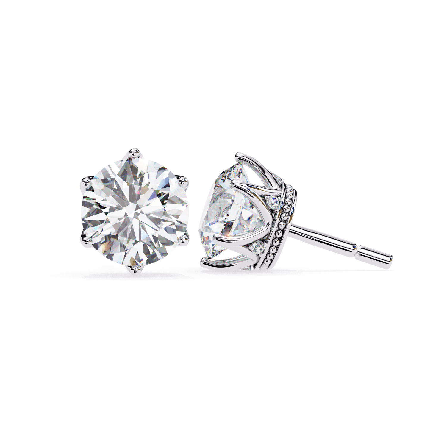 crown classic round lab grown diamond earrings