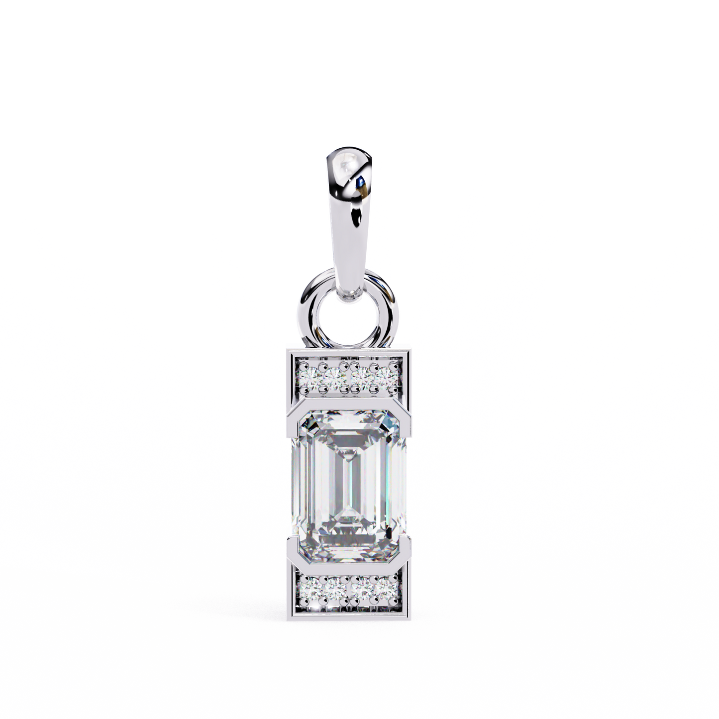 empire baguette lab grown diamond pendant