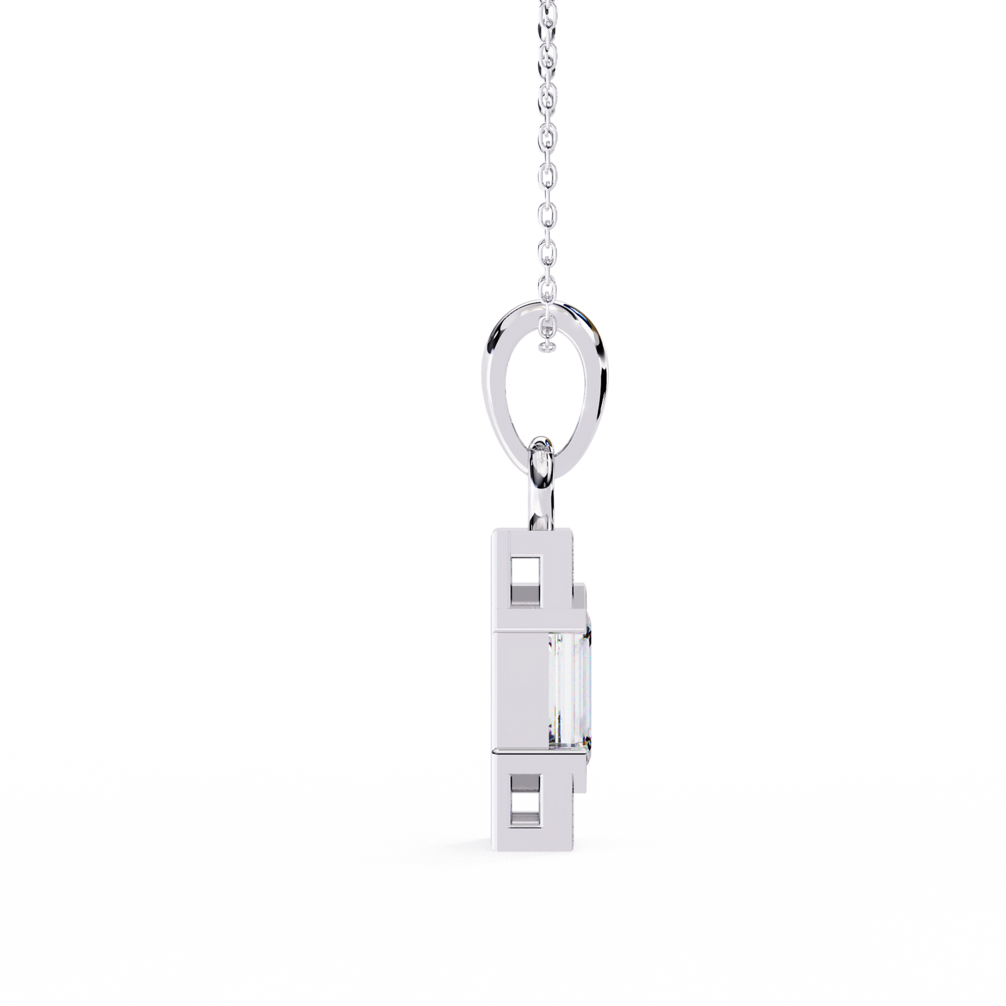 empire baguette lab grown diamond pendant