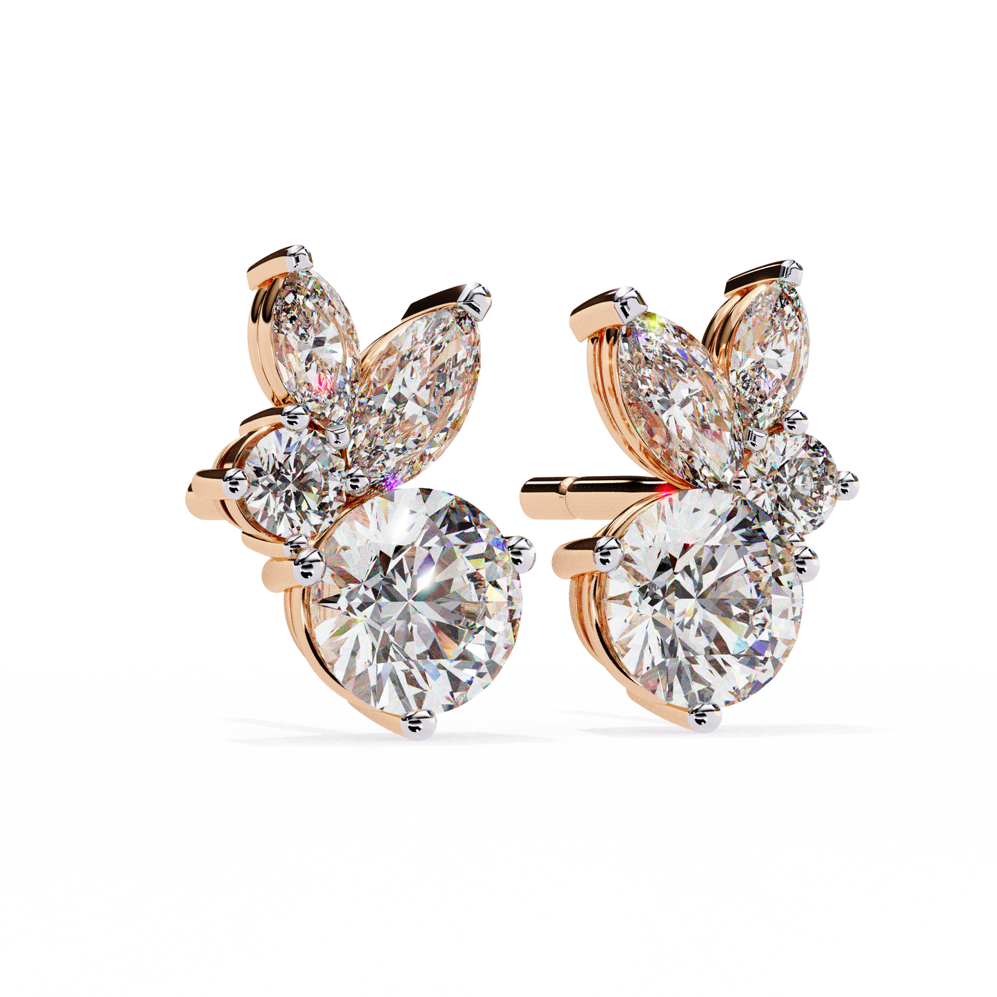 viva asymmetrical marquise cluster lab grown diamond studs