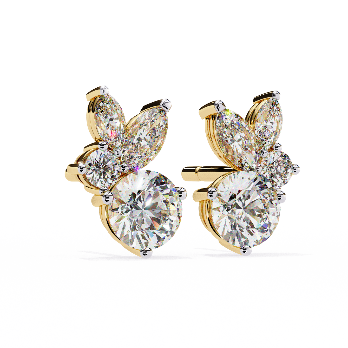 viva asymmetrical marquise cluster lab grown diamond studs