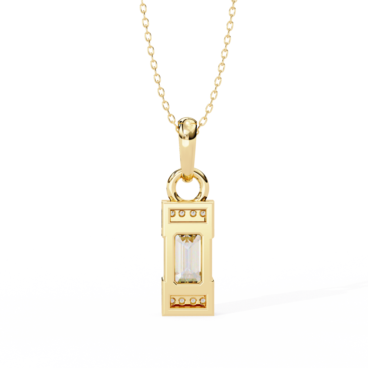 empire baguette lab grown diamond pendant