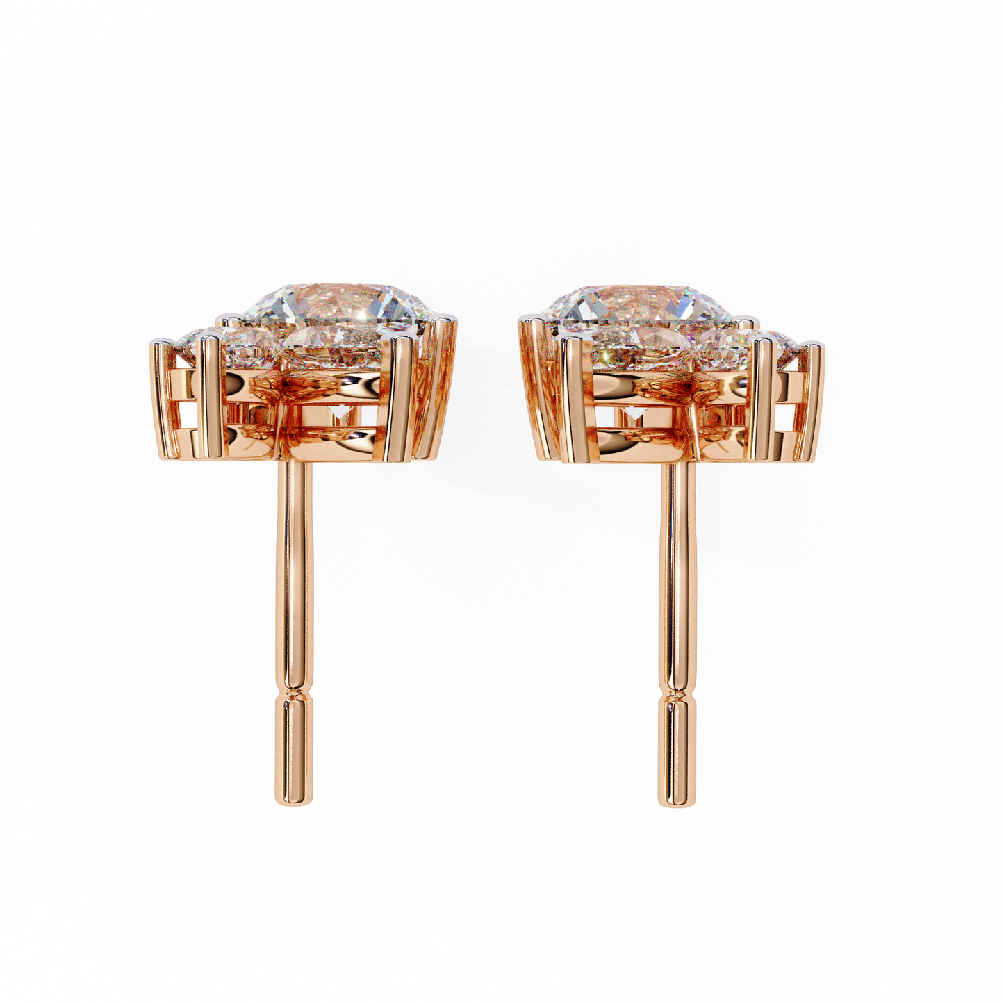 viva asymmetrical marquise cluster lab grown diamond studs