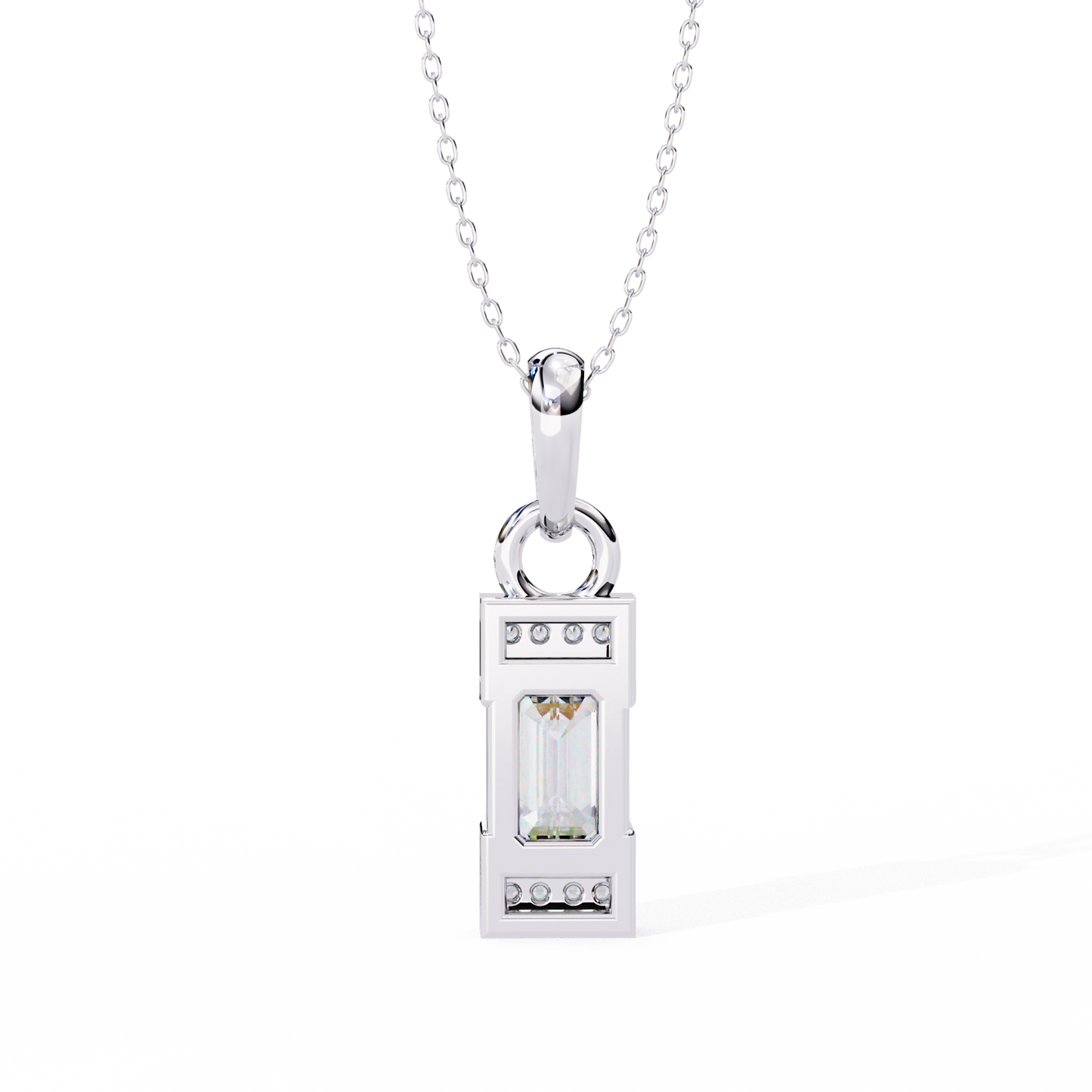 empire baguette lab grown diamond pendant